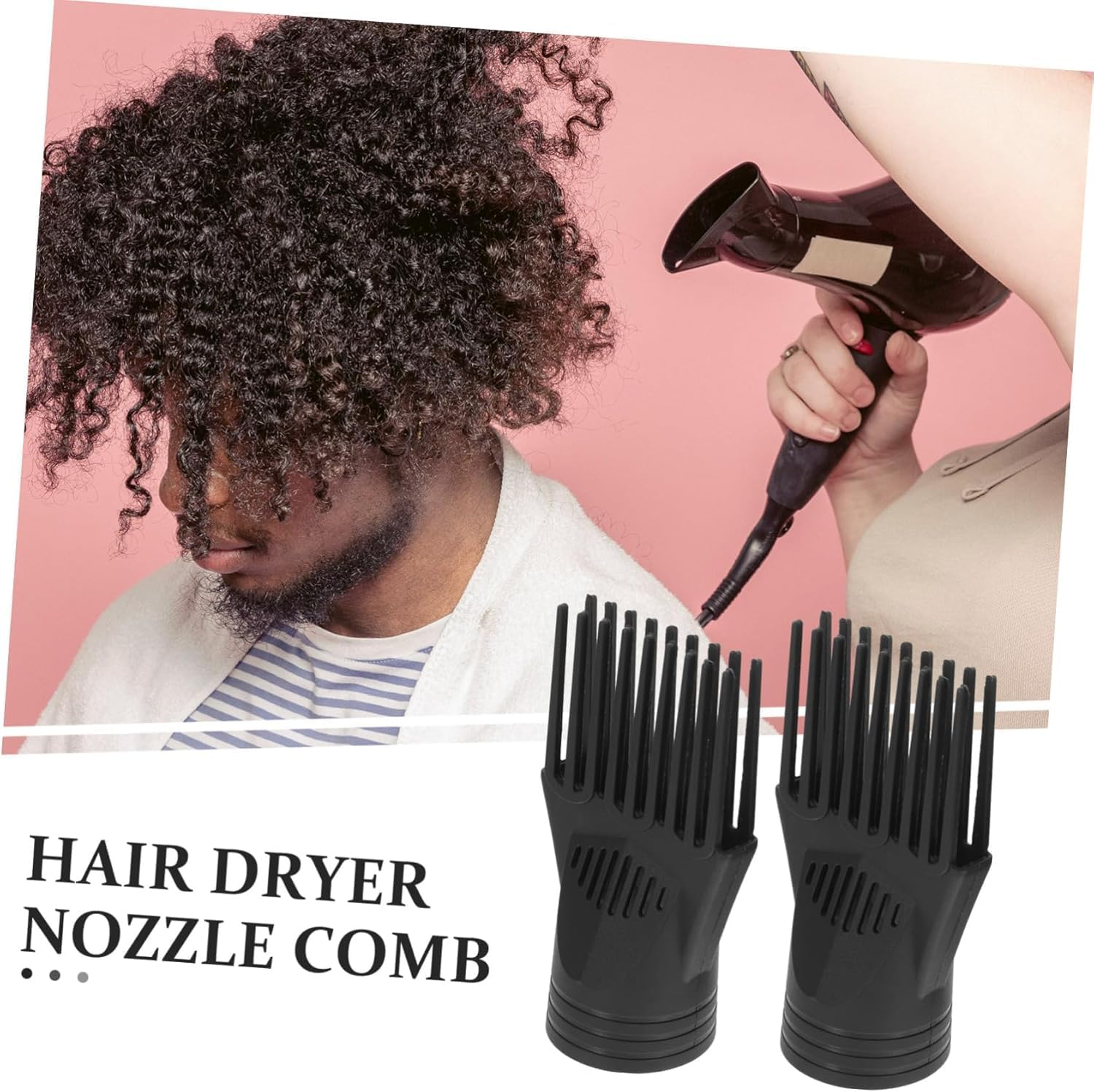 2Pcs Hair Dryer Comb Universal Blow Dryer Pick Goo Blow Dryer Comb Attachment Holder Nozzles Hair Dryer Pick Comb Attachment Curly Hair Diffuser Blow Dryer Attachment Plastic Black image number 3