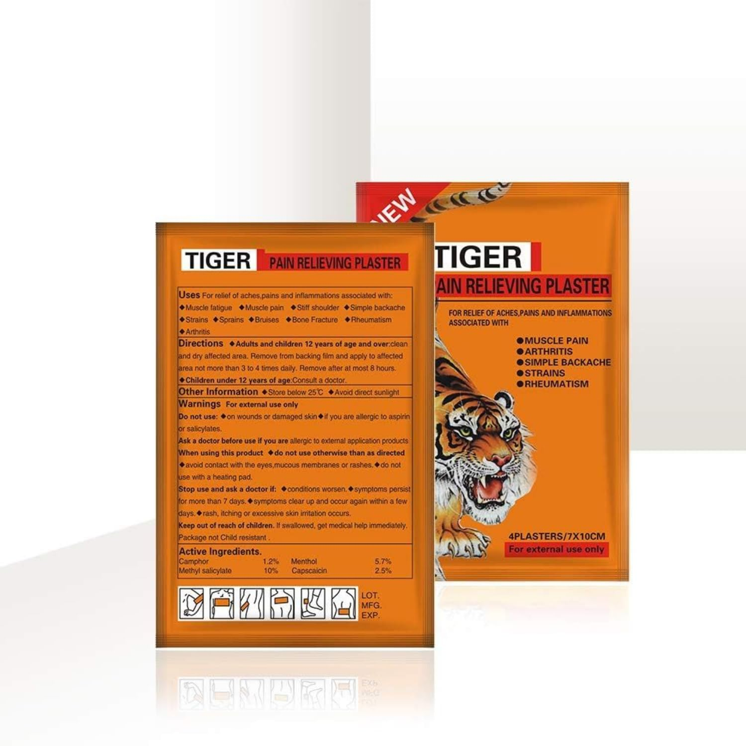 Tiger Pain Balm Relief Plaster Patches - 60 Pcs - 7X10 Cm Each - Fast & Free Post image number 5