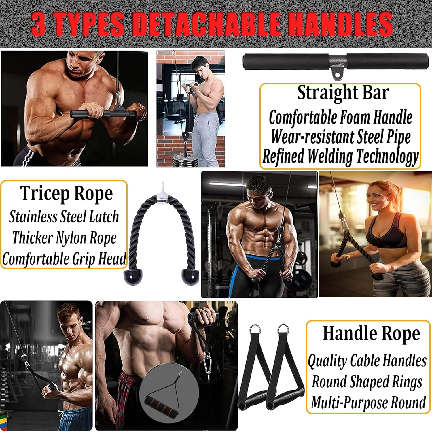 Cable Pulley System Gym Upgraded Home Strength Training Equipment Workout Accessories LAT Pull down Fitness for Triceps Pull down Biceps Curl Back Forearm Shoulder image number 1