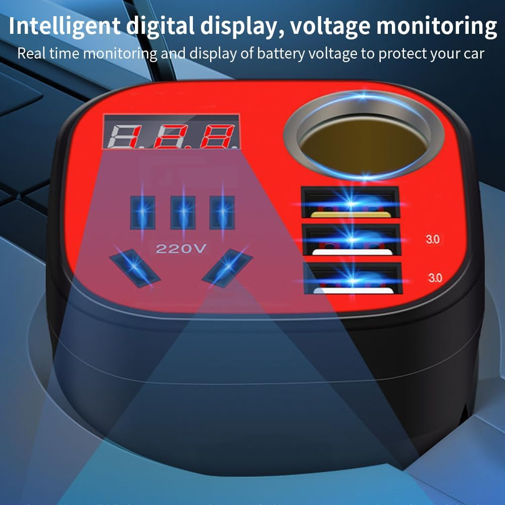 LAPOOH Car Mounted Inverter Converter QC 200W Car Power Inverter 5-In-1 12V24V to 220V Multifunctional QC3.0 Flash Charging image number 1