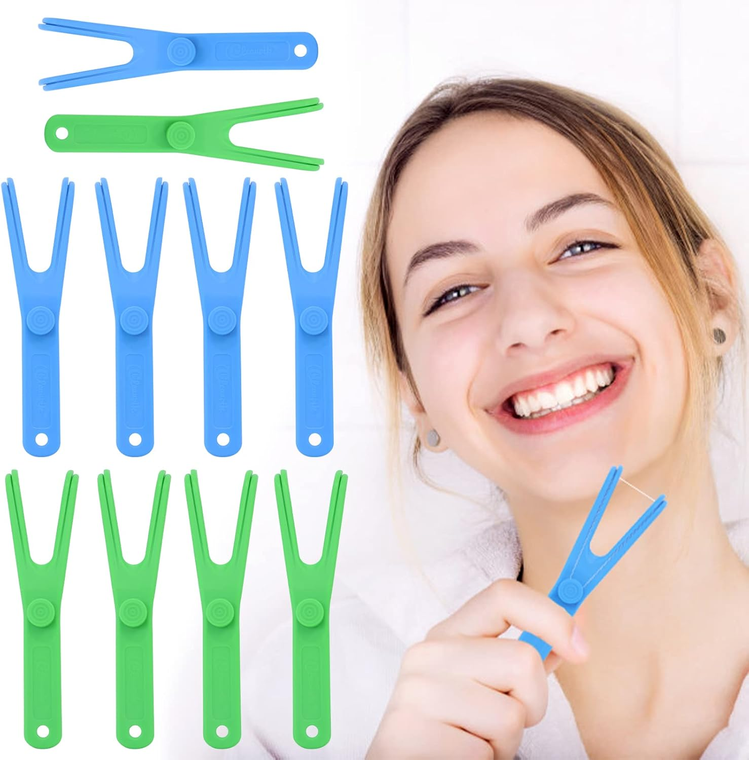 10 Pcs Reusable Flosser Holder, Dental Floss Holder, Floss Handle Durable Adults and Kids Dental Tools&hellip; image number 3