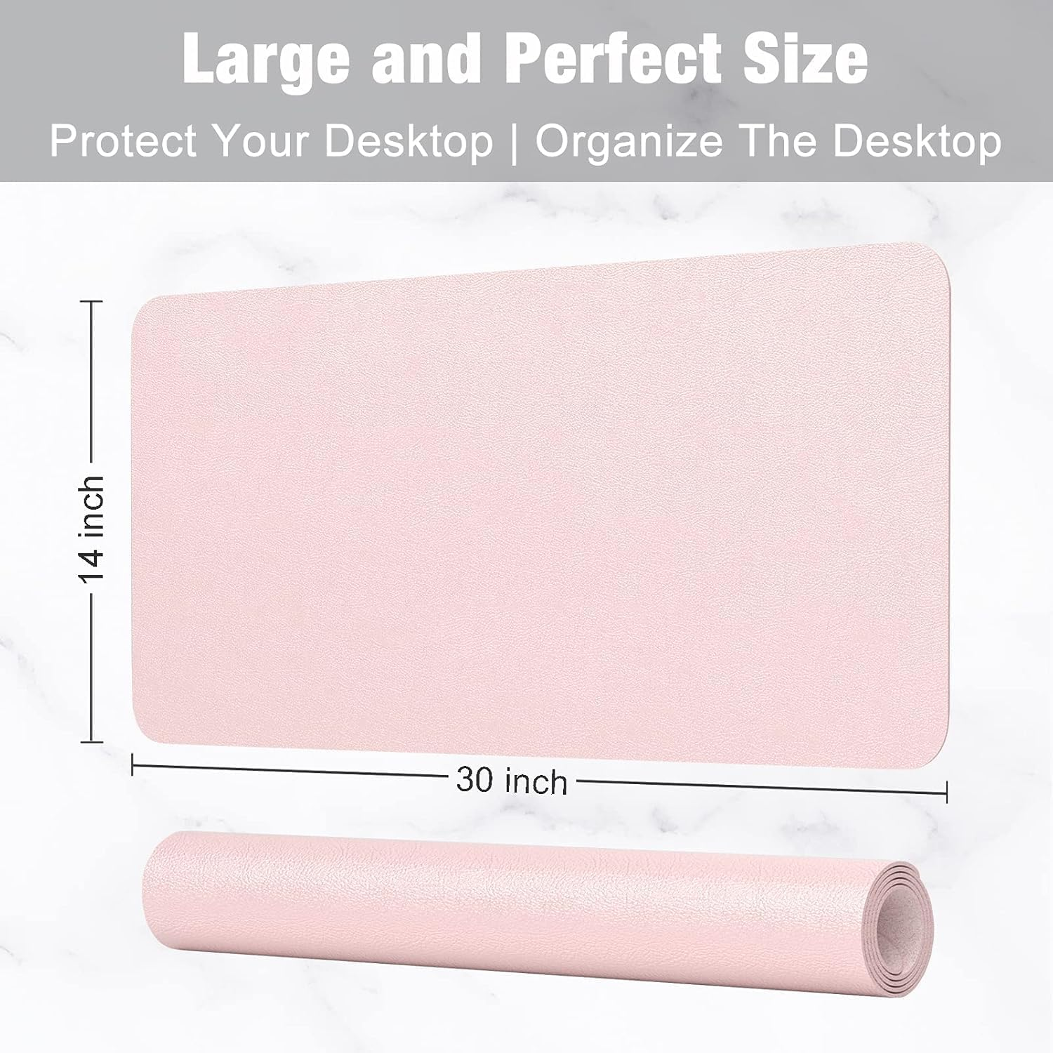 Miners2000 Desk Pad, 30" X 14" PU Leather Desk Mat, XL Extended Mouse Pad, Waterproof Desk Blotter Protector, Ultra Thin Large Laptop Keyboard Mat, Non-Slip Desk Writing Pad for Office Home (Pink) - Pink image number 5
