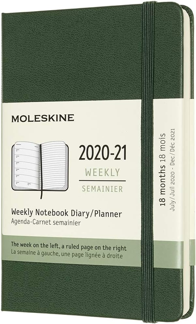 Moleskine 18 Monate Wochen Notizkalender 2020/2021 Extra Large, Saphir: 1 Wo = 1 Seite, Rechts Linierte Seite