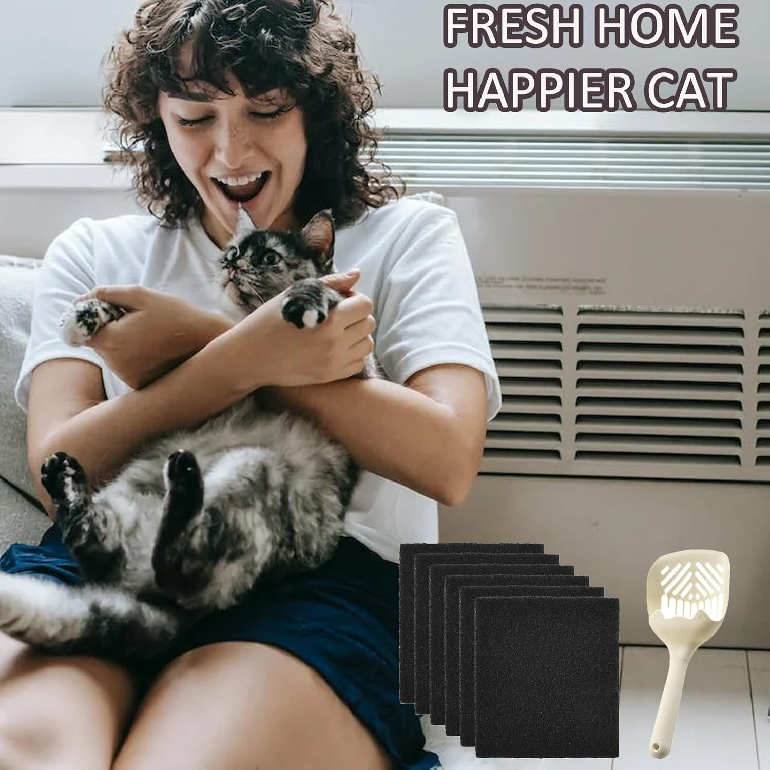 Activated Carbon Filter Cat Litter Tray, Cat Litter Tray Container Replacement Filter, Cat Litter Tray Carbon Filter, anti Odour Filter for Cat Litter, with Cat Litter Scoop, for Cat Litter Box, 15 image number 2