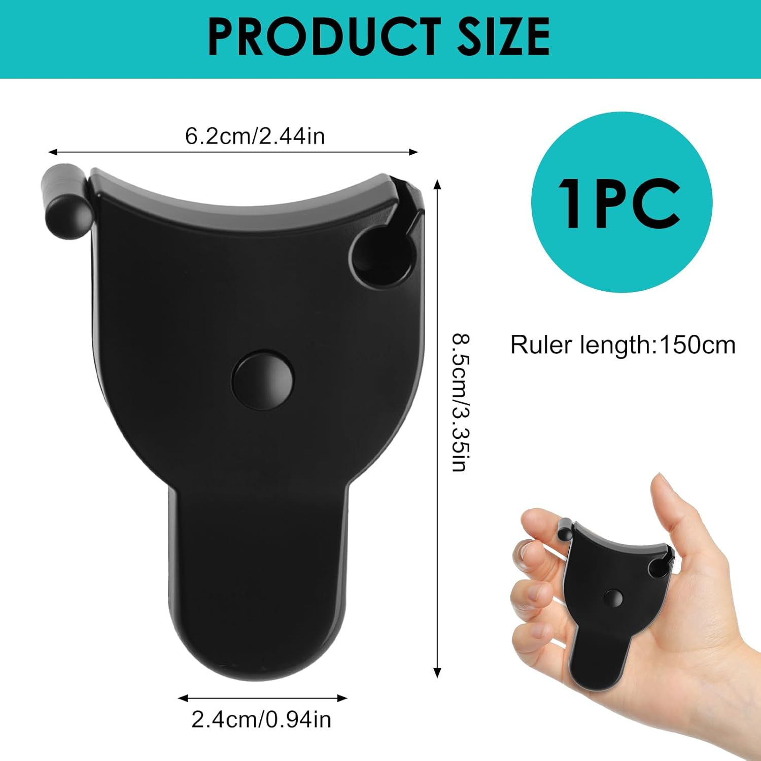 Body Tape Measure, Self-Tightening Rebound Body Measurement Ruler 60 Inches (150Cm), Measuring Tools Suitable for Clothing Customization & Health Management for Tailor Fitness Coaches(Black) (Black) image number 1