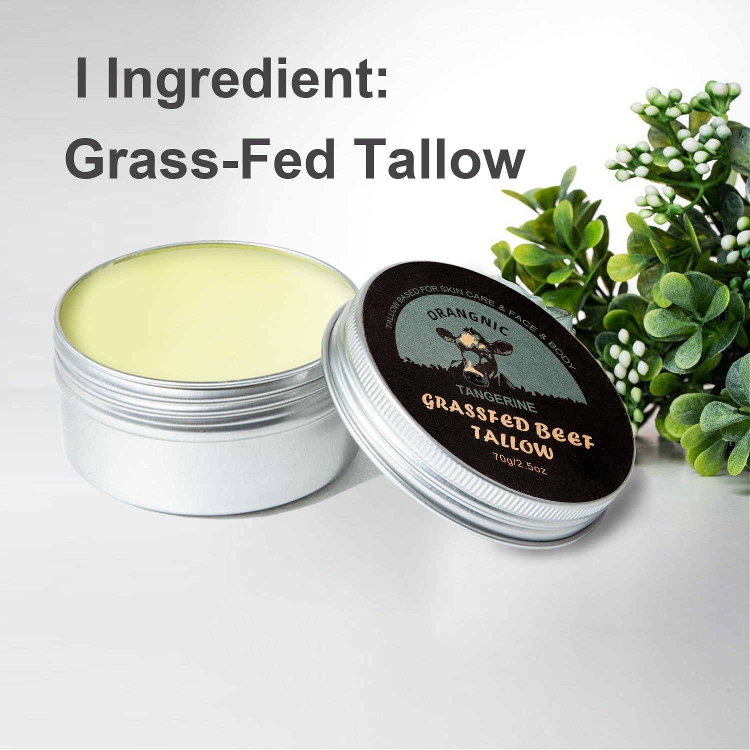 Grass Fed Beef Tallow Balm Raw Wild Honey Moisturizer | Natural Skincare | Moisturizer for Dry Skin, Face and Body Beef Tallow for Skin (70G) image number 1