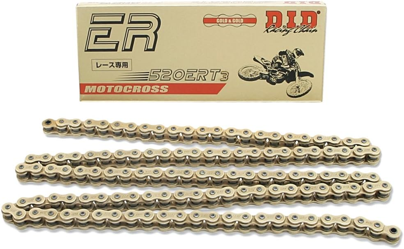 DID (520ERT3-120 Gold 120 Link High Performance ERT3 Series Non-O-Ring Racing Chain with Connecting Link