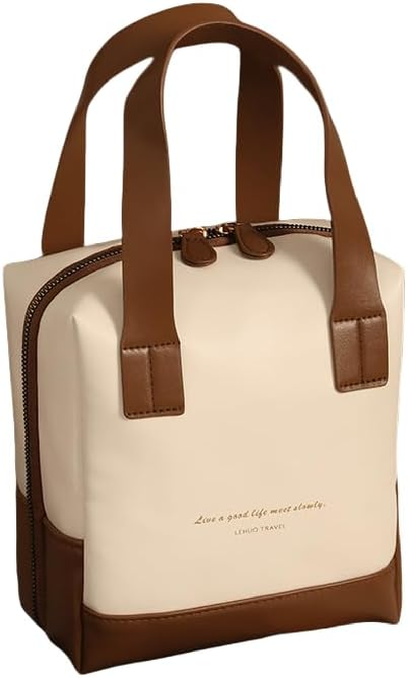 Sugar Cube Shaped Makeup Bag for Women Girls Travel - Waterproof PU Leather Cosmetic Organizer with Zipper/Wide Open Design/Toiletry Bag/Makeup Brushes&Nail Polish Storage（Embossed Texture）