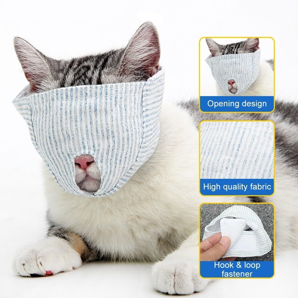 Mioyoow Cat Muzzles, Breathable Pet Cat Masks, Muzzle, anti Bite, anti MIAU Cat Retention Bags for Grooming Nails image number 1