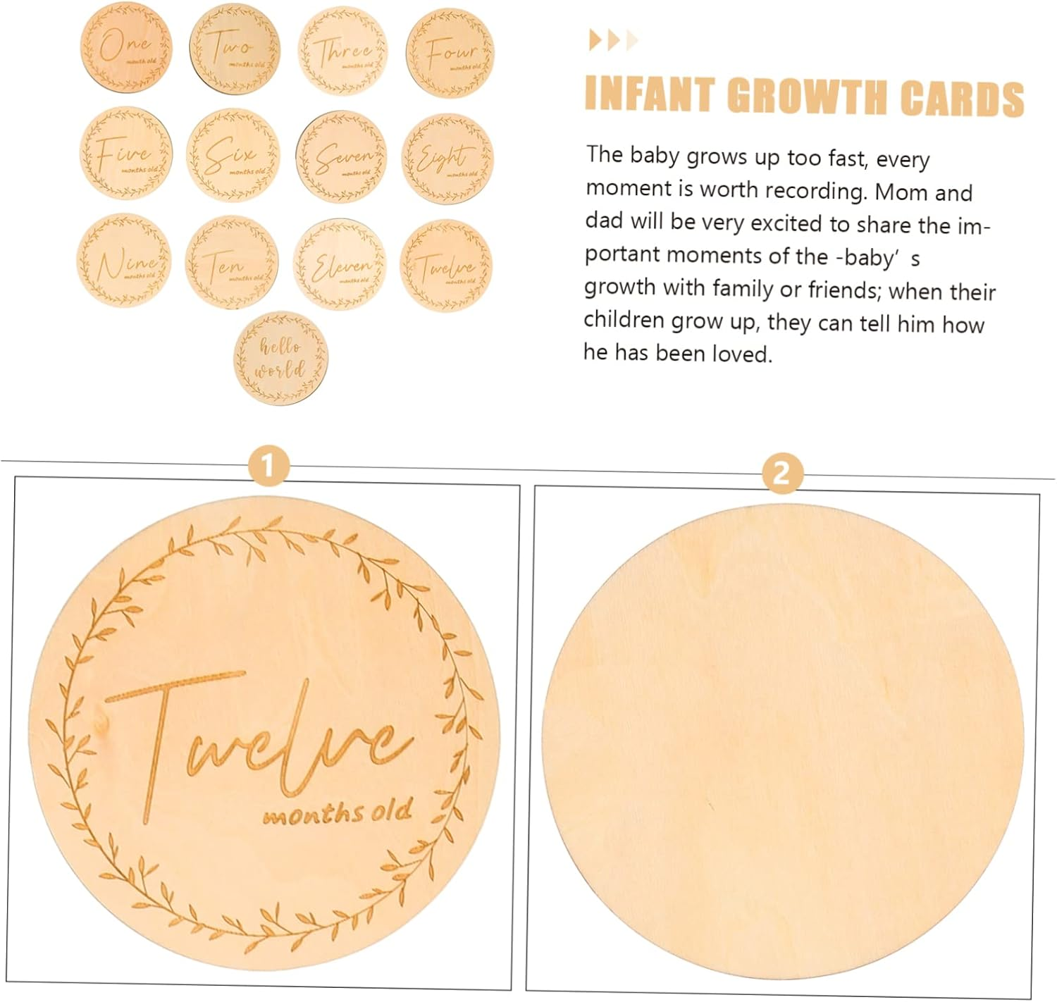 13Pcs Unique Milestone Wood Cards Growth Cards Creative Designs Boy Shower