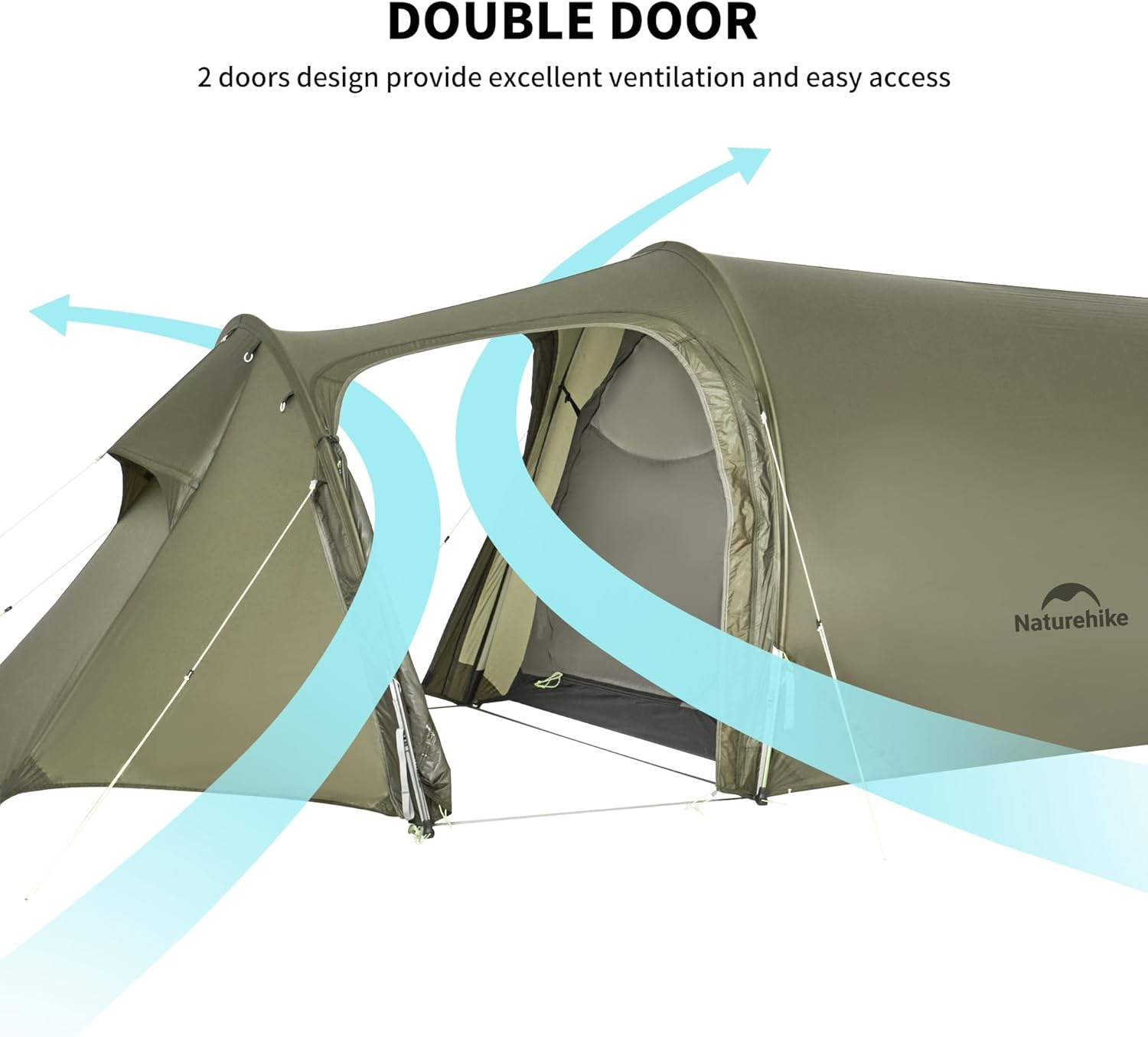 Naturehike Opalus UL Tunnel Tent, Upgraded Lightweight 15D Nylon 2/3 Person Camping Tent, 4 Season Camping Tent (Olive Green) image number 3
