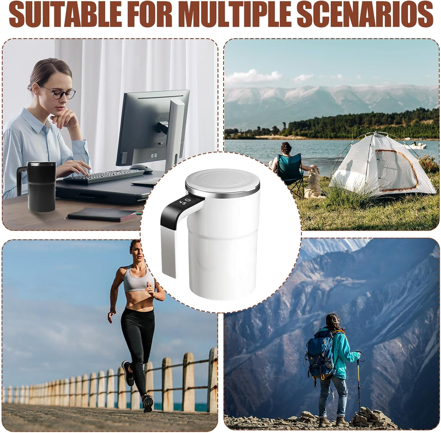 380 Ml Electric Self Stirring Coffee Mug, Thermal Mug with Temperature Display - Magnetic Self-Stirring Cup for Coffee, Protein, Tea, Hot Chocolate image number 1