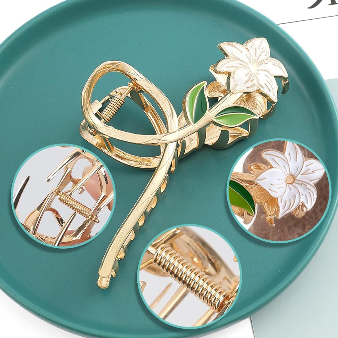 Bangbobi Set of 3 Flower Hair Clips for Women - Large Hair Clip for Thin and Thick Hair - Vibrant Hair Clip Flower Suitable for Any Occasion