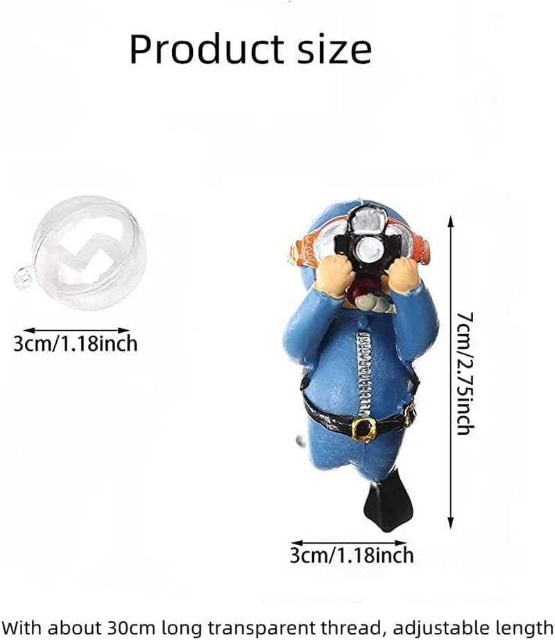 LYSAIMG 4Pcs Resin Floating Aquarium Decorations,Floating Fish Tank Decoration,Hanging Lovely Diver for Aquarium with Ball and Line,7Cm*3Cm Cute Miniature Diver,Accessories for Fish Tanks Pool image number 4