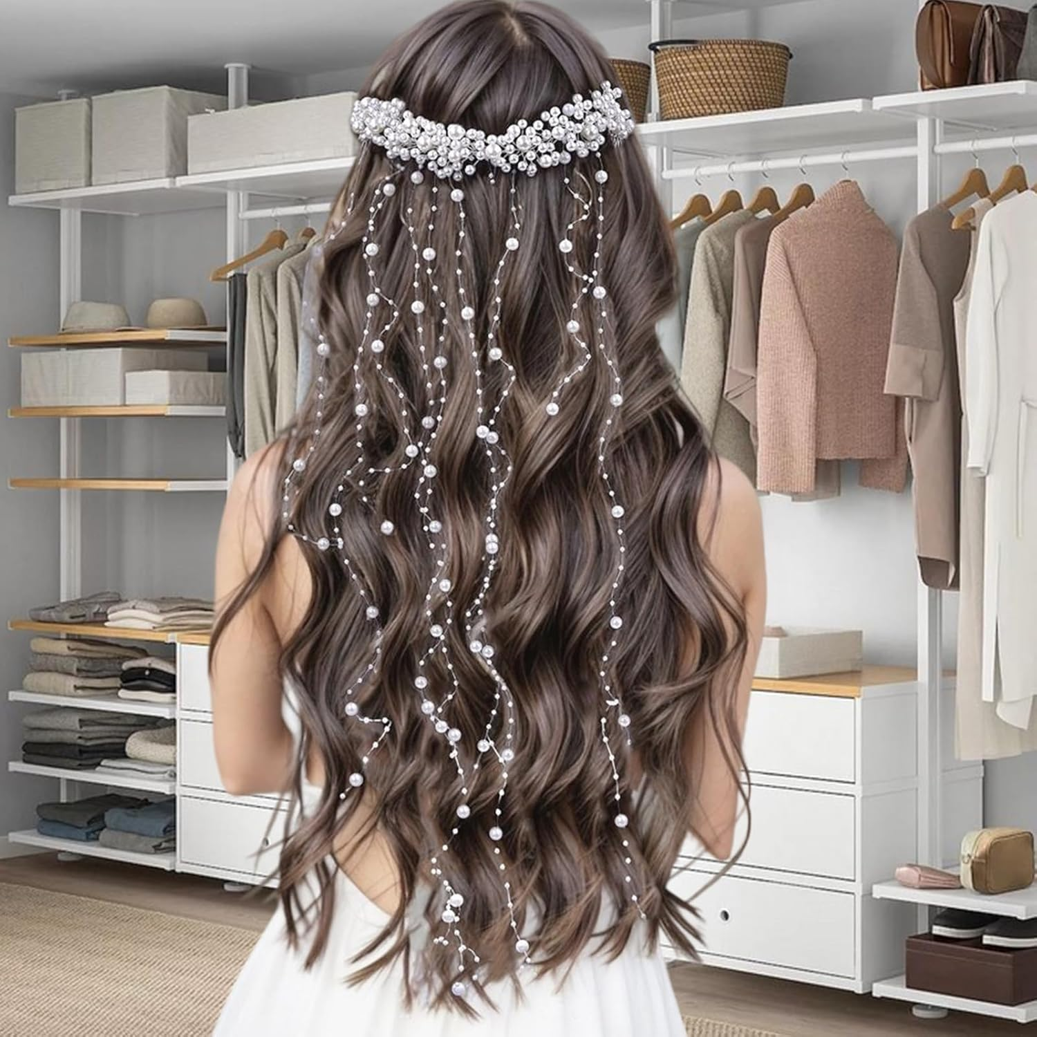 Xvilmaun Wedding Hair Comb Pearl - Bridal Hair Clip,Decorative Headpiece for Women Girls Bride Travel Photography, Wedding Headwear image number 3