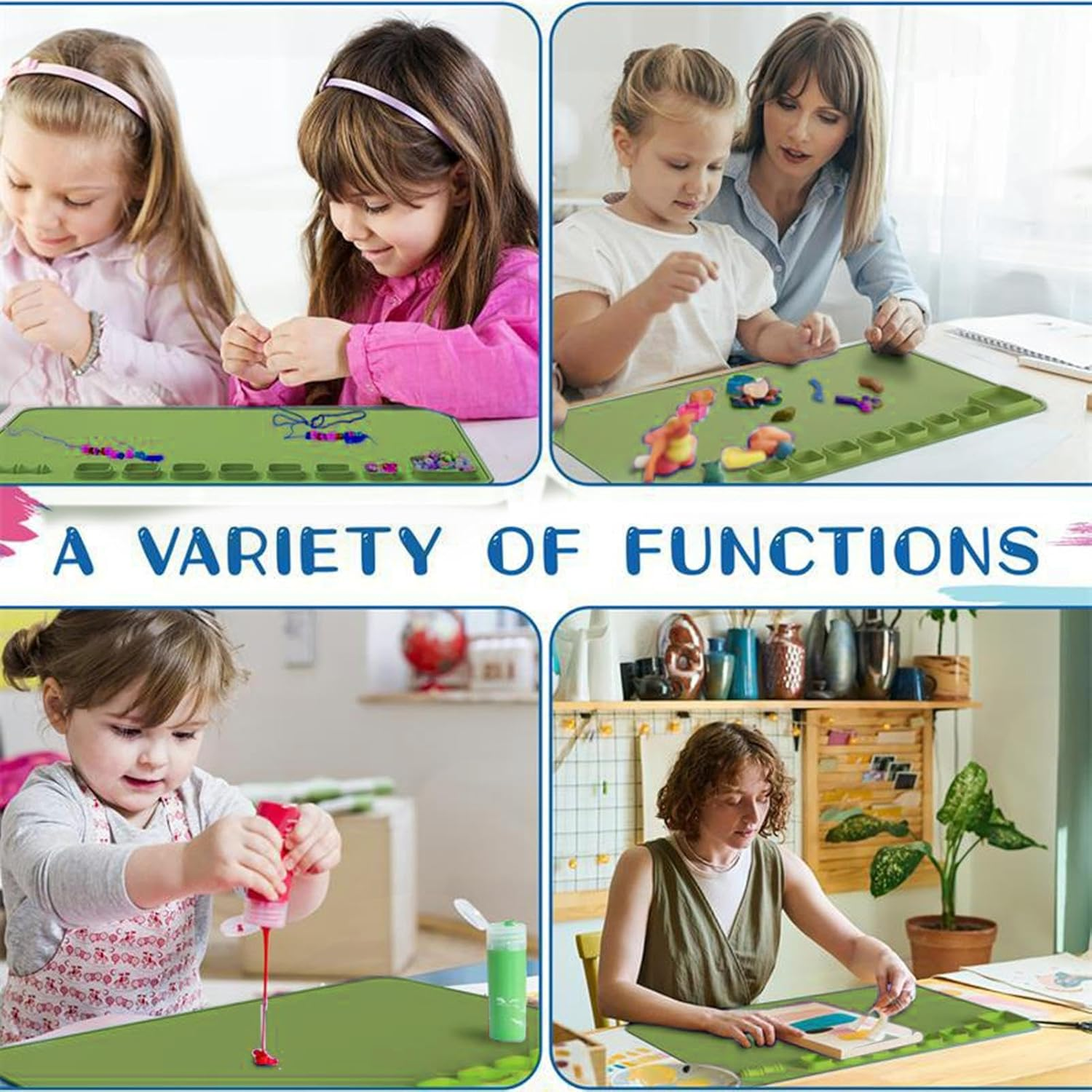 Silicone Art Mat,24In X 16In Resin Jewelry Casting Molds Mat Nonstick Nonslip | No Staining Supplies Accessories for Resin, Painting, Paint, Clay, Craft image number 4