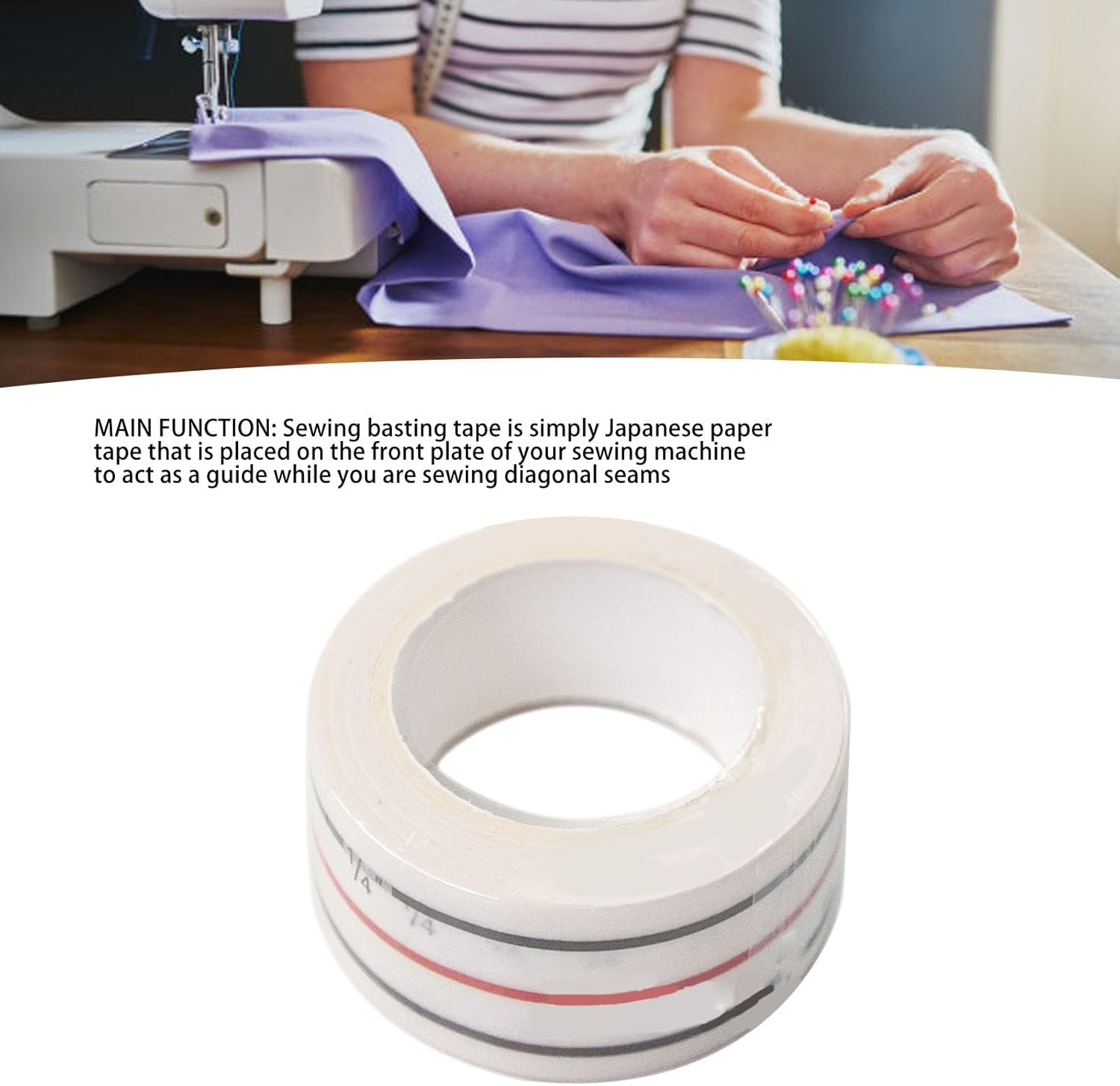 Fafeicy 1/4 Inch Sewing Guide Tape Reusable Quilting Seam Allowance Tool for Straight Stitching image number 6