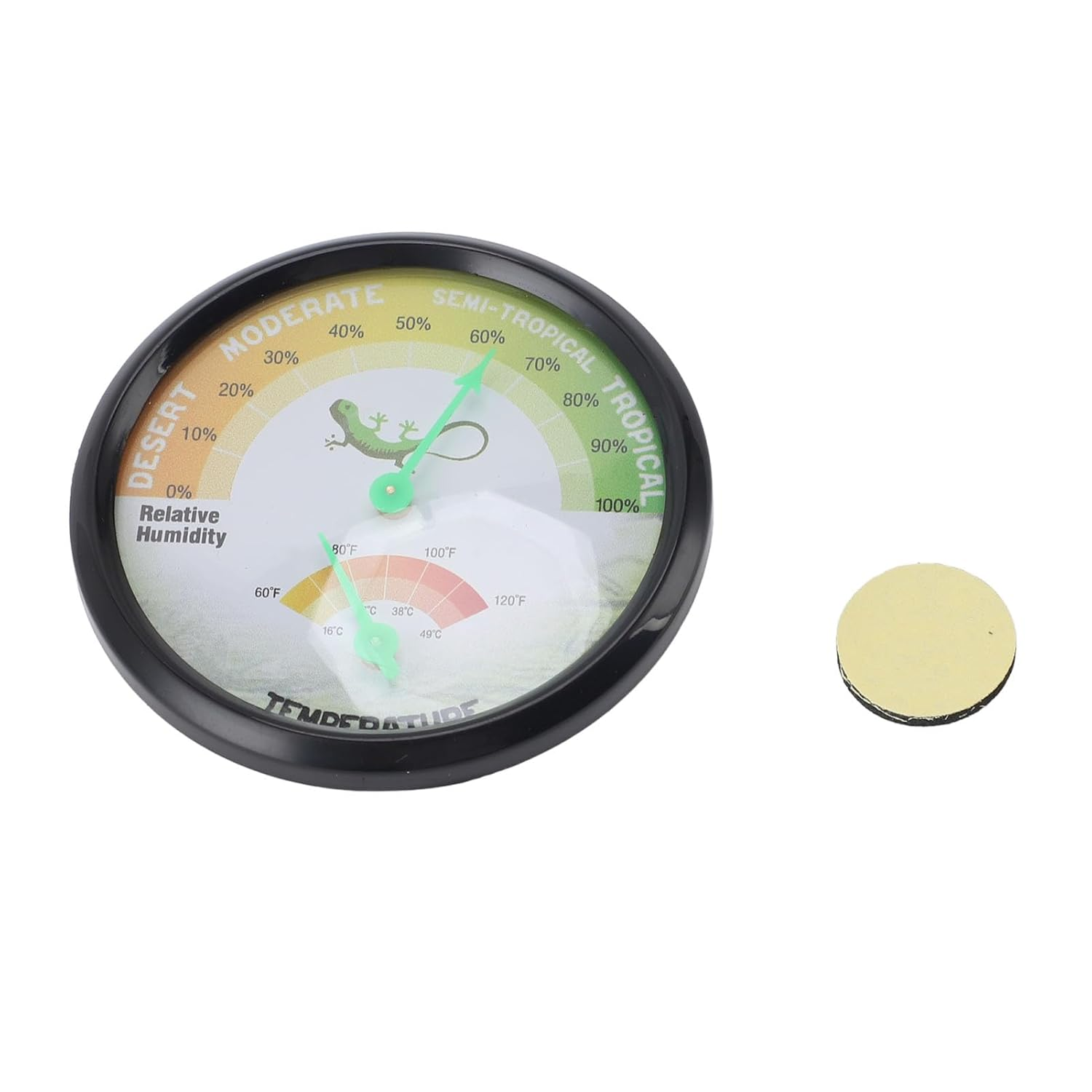 Fdit High Precision Mechanical Dial Thermometer Hygrometer Temperature Humidity for Pets Reptiles, No Battery Needed ABS PC Aluminum Dial Compact Design for Pet Crate or Small Spaces