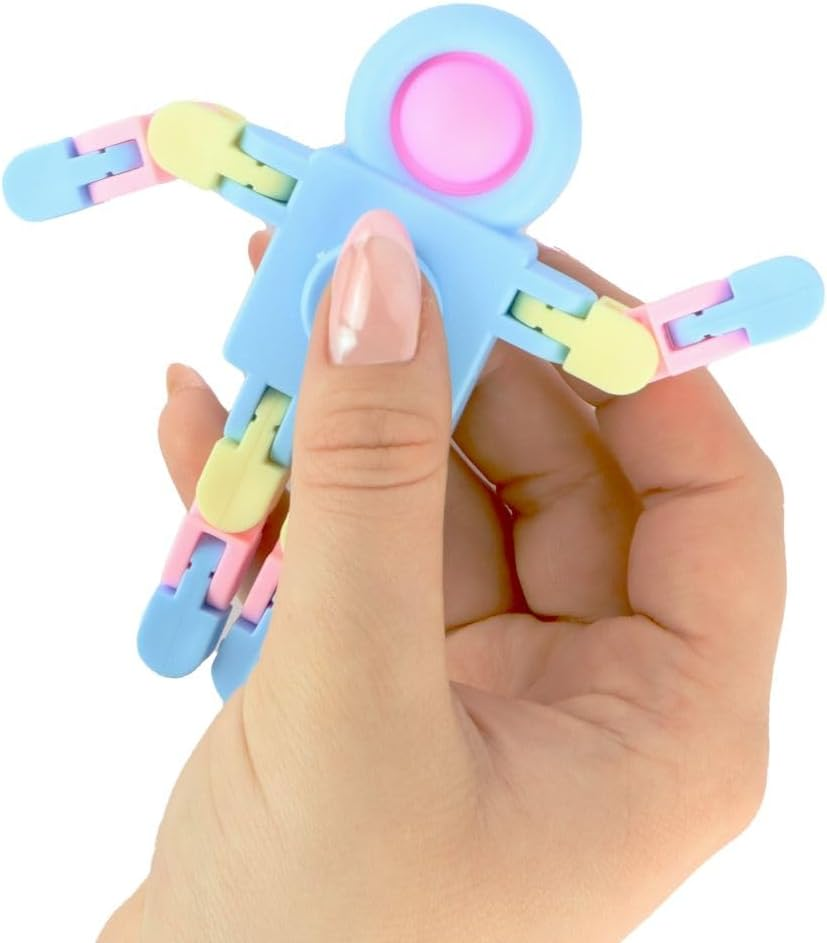 Keycraft Fidget Robot, Pop, Bend and Spin, Pastel Colour, Sensory Toy for Kids and Adults, Tactile Stress Relief, Creative Play, Compact and Portable, Engaging Fidget Companion