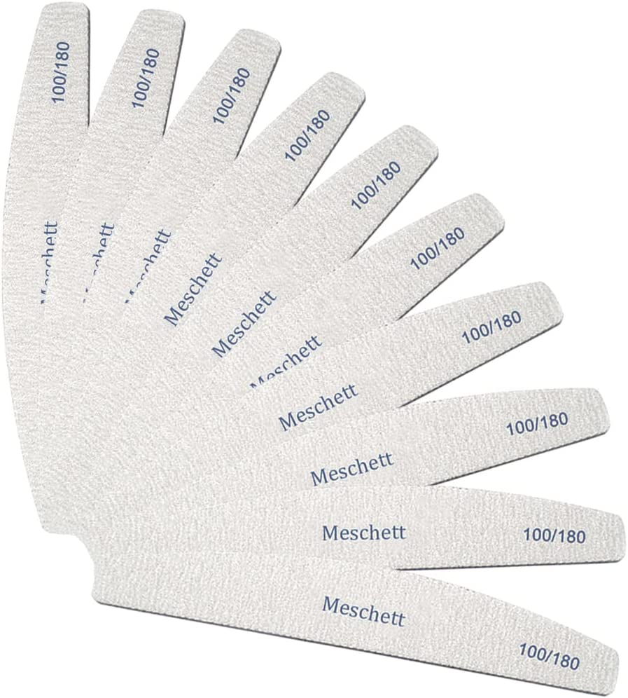 10 PCS Half Moon Nail Files,240/320 Professional Grit Nail File Reusable Double Sided Emery Boards Nail File Manicure Tools for Acrylic,Natural,Gel Nails