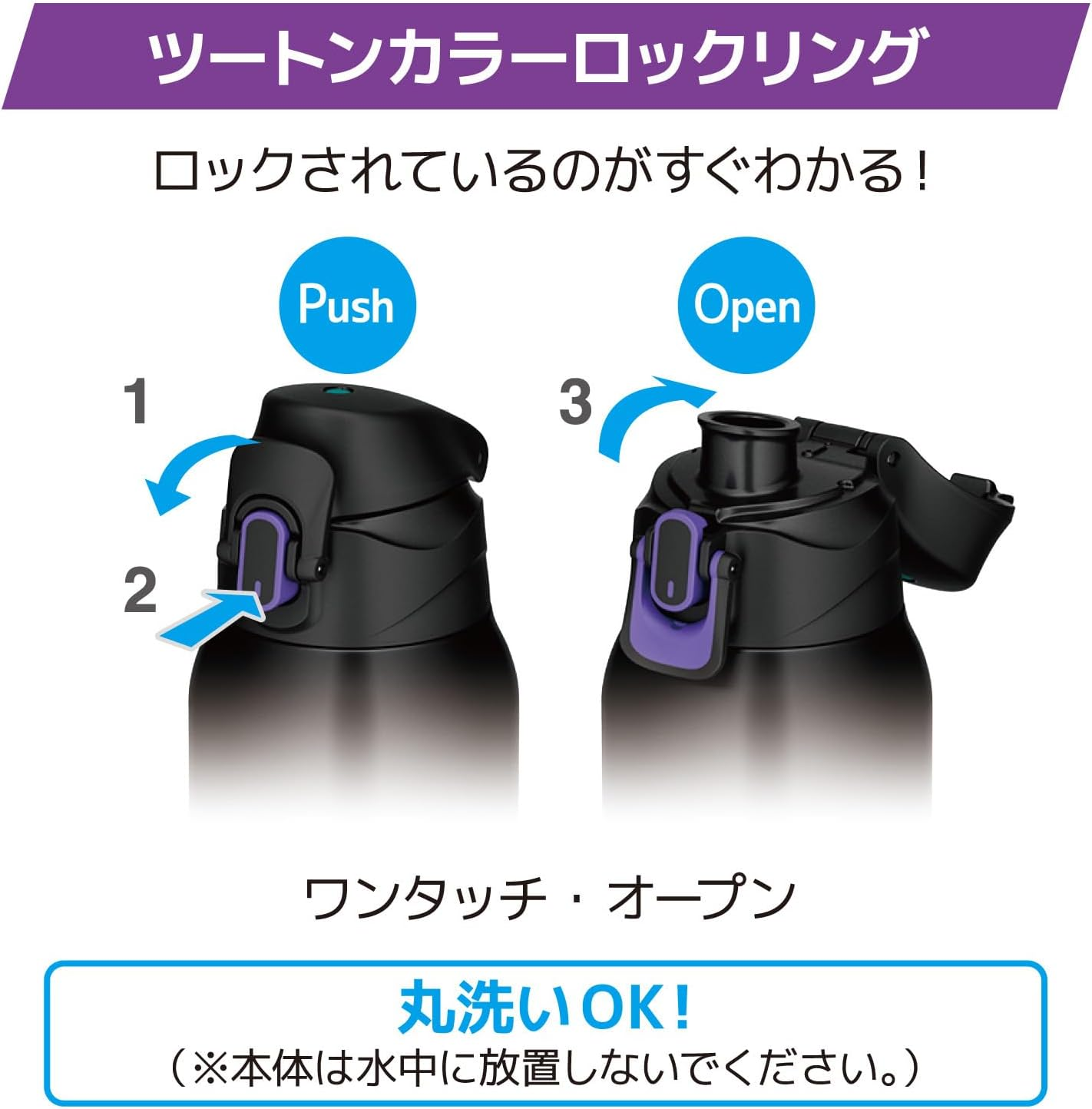 Thermos FJS-1500F BKPL Vacuum Insulated Sports Bottle, 4.1 Gal (1.5 L), Black Purple, for Cold Insulation, Includes Pouch, Shoulder Friendly Strap image number 5