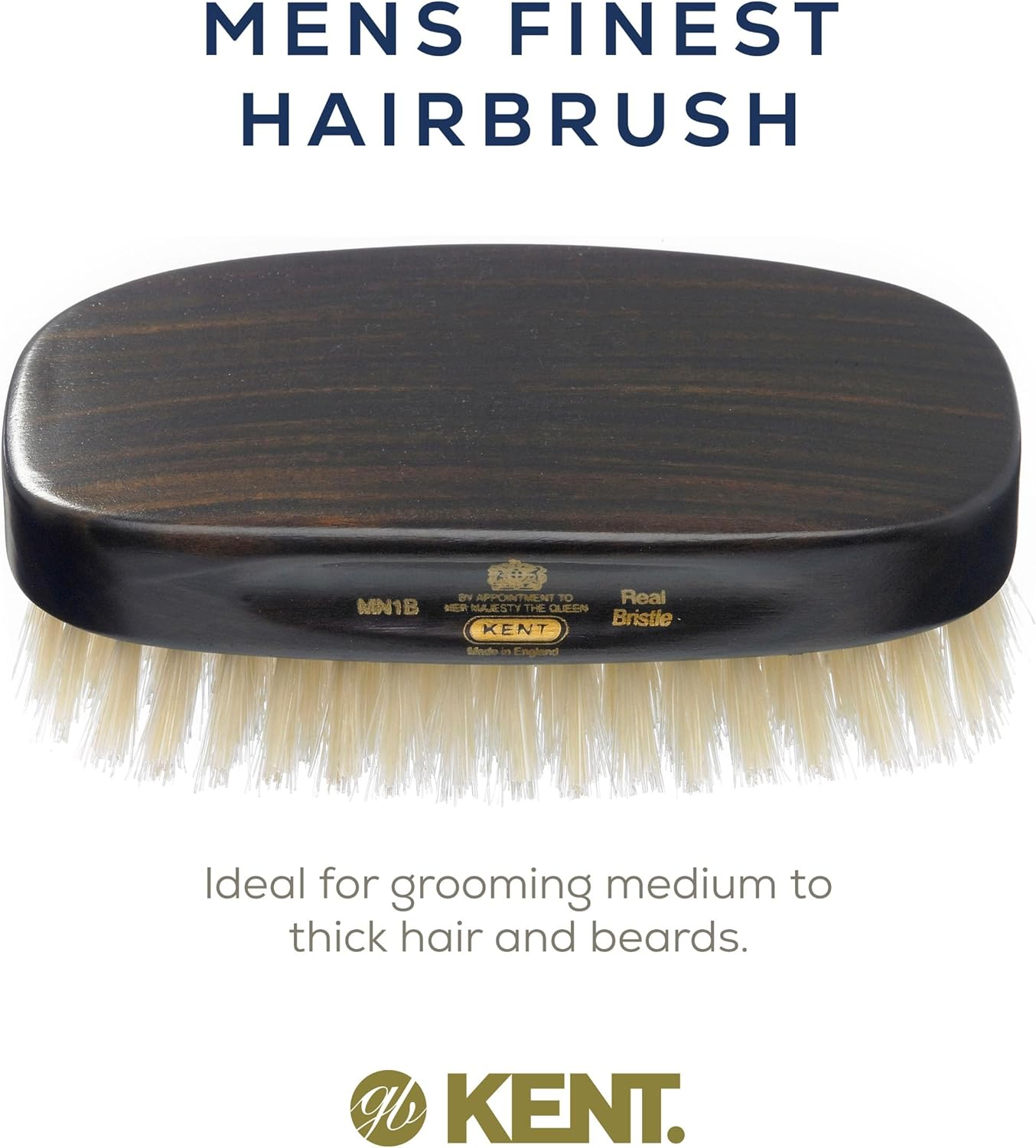 Kent Rectangular Ebony Wood Pure Bristle Hair Brush, White image number 4