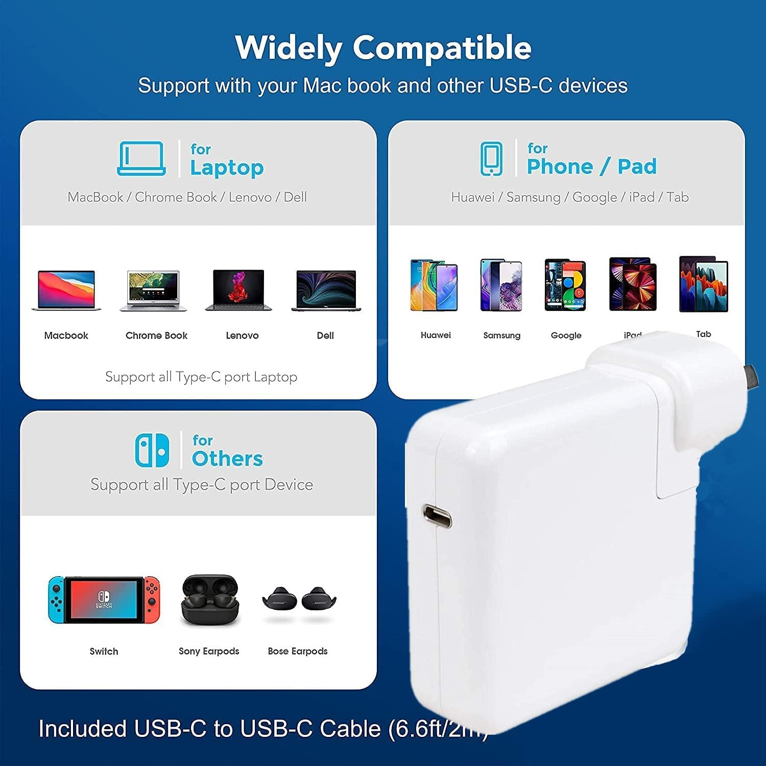 Mac Book Pro Charger-96W USB-C Power Adapter for Macbook Pro 16, 15, 14, 13 Inch 2023 2022 2021 2020 2019 2018 Macbook Air 15, 13 Inch 2024, 2023, 5A USB-C Cable Charging as Fast as Magsafe 3 image number 6