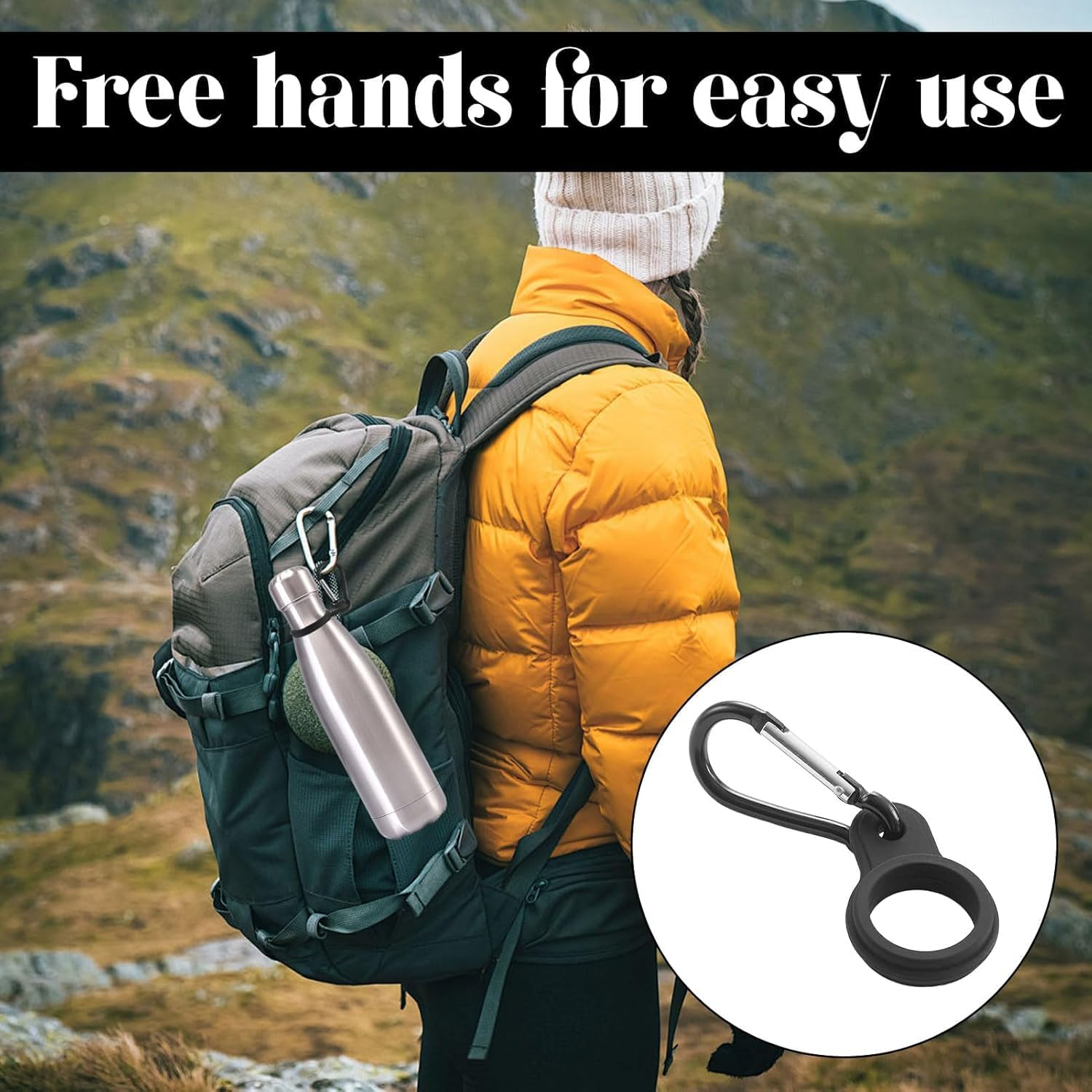 Lexziuo 6PCS Silicone Water Bottle Clips with Carabiner - Secure Leak-Proof Holder for Sports Bottles, Travel Camping Hiking Accessories, Durable Carrying Clip for Backpack Gym Outdoor Activities image number 5