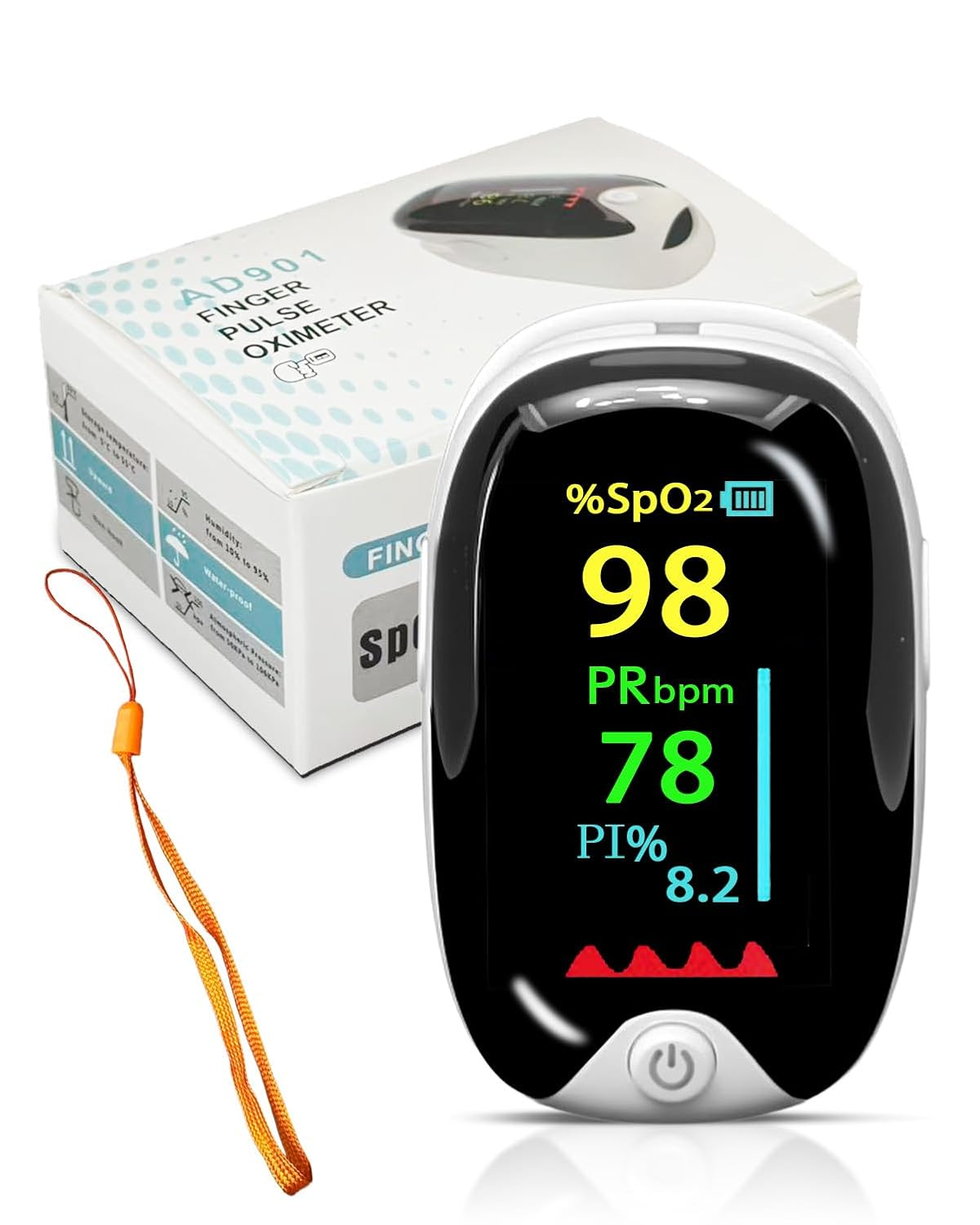 Pulse Oximeter & Heart Rate Monitor, Oxygen Saturation Monitor for Adults, LED Display, Nurse Accessories & Medical Supplies, Track of Oxygen Levels, White Gem Shape Design image number 5