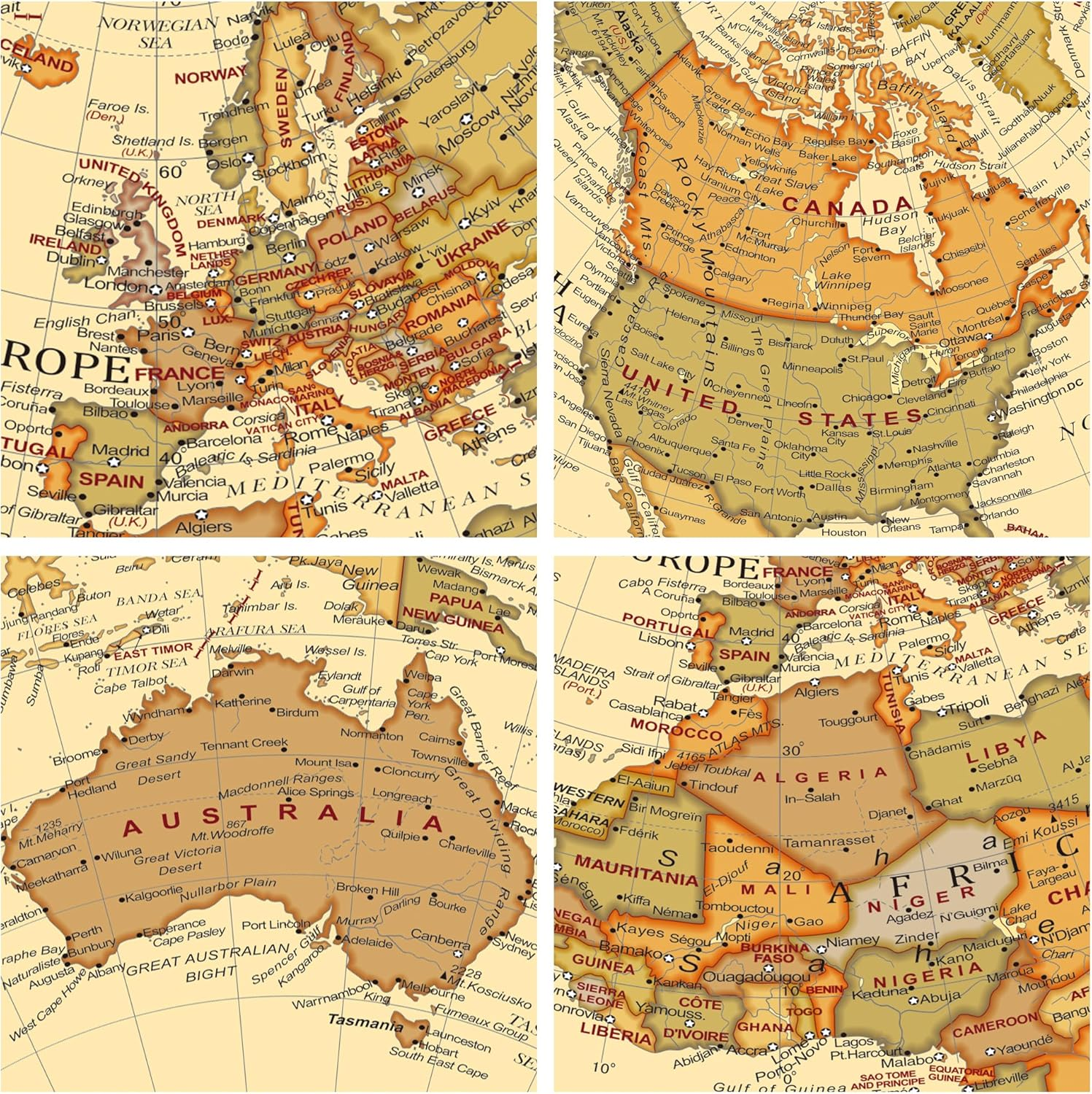 Exerz 20Cm Antique Globe Metal Arc and Base Bronzed Colour - World Globe All Direction 360&deg; Rotation - Modern Map in Vintage Colour image number 6