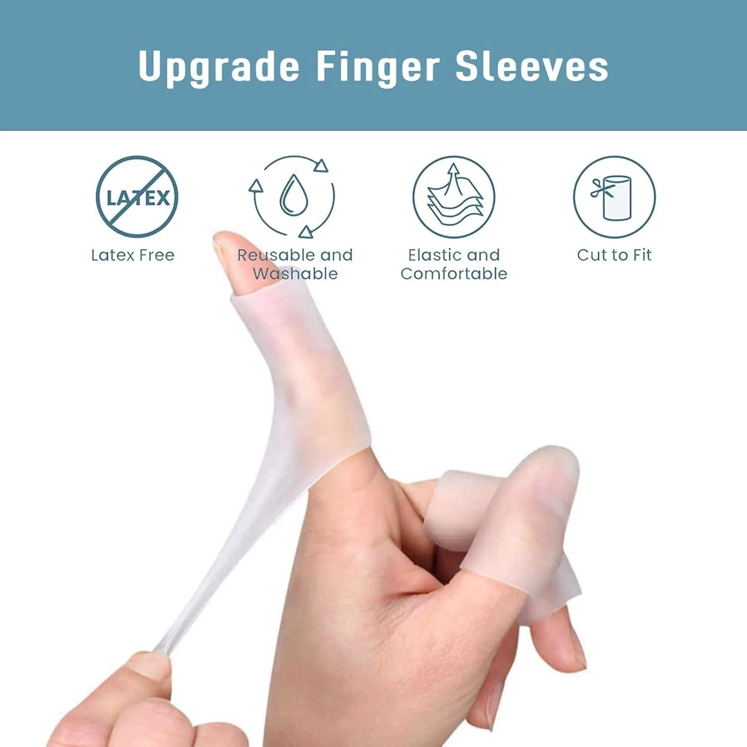20 PCS Gel Finger Sleeve Protectors, Silicone Compression Finger Sleeves for Pain Relief, Flexible Washable Finger Protector for Blisters Calluses Cracked Skin &ndash; Reusable Adjustable Finger Support (Ermaoo) image number 2