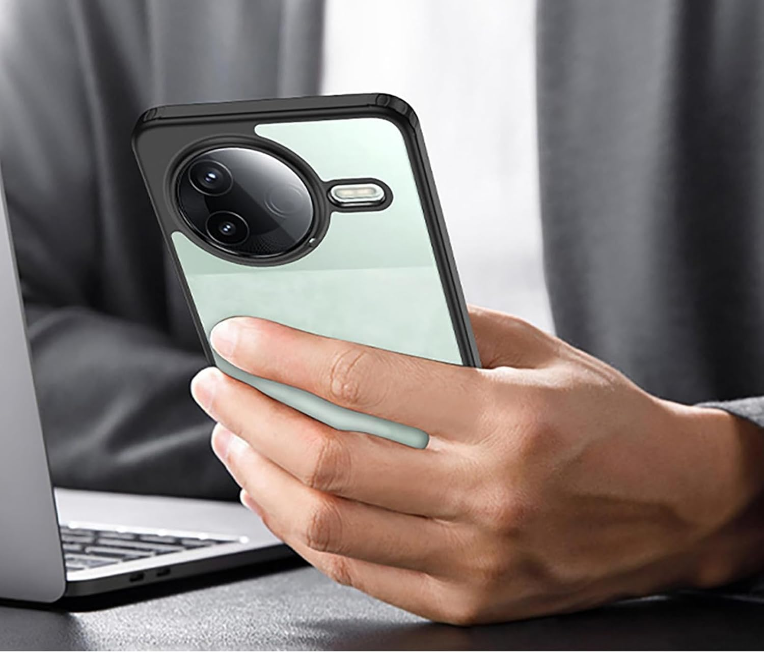 GIOPUEY Magnetic Mobile Phone Case for Xiaomi Poco F7 Ultra Case, Case Compatible with Magsafe, Matte PC Back + TPU Bumper Shockproof Protective Case - Black image number 3