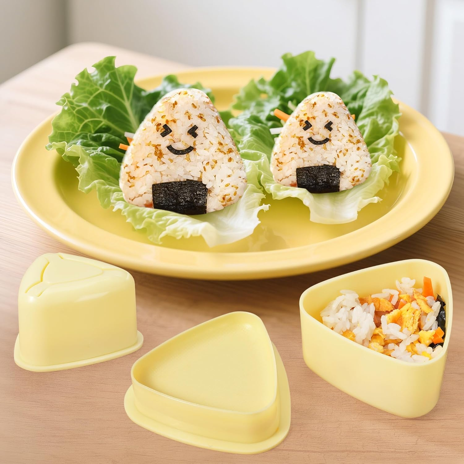 Onigiri Mold, 2 PCS Rice Ball Mold Maker Kit, Non Stick Classic Triangle Sushi Making Molds Kit for Japanese, Rice Ball Maker for Lunch Bento Home DIY image number 2