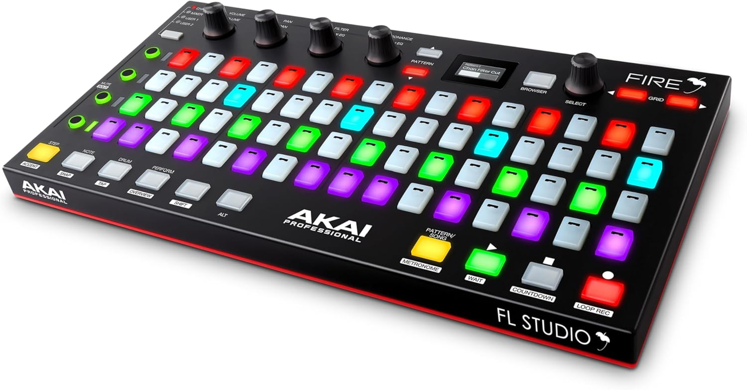AKAI Professional Fire (Controller Only) &ndash; USB MIDI Controller for FL Studio with 64 Pad RGB Clip, Drum Pad Matrix