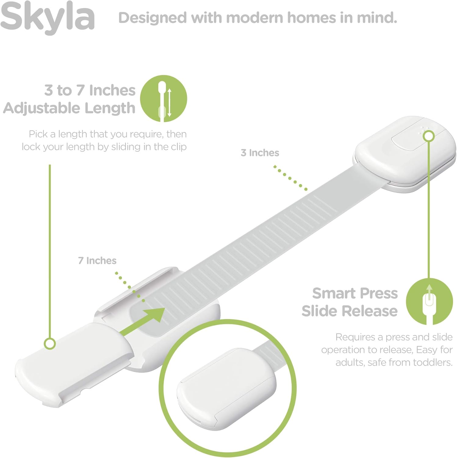 Baby Proofing Child Safety Locks (16 Pack) by Skyla Homes - the Safest, Quickest and Easiest 3M Adhesive Cabinet Latches, No Screws & Magnets, Multi-Purpose for Furniture, Kitchen, Ovens, Toilet Seats image number 2