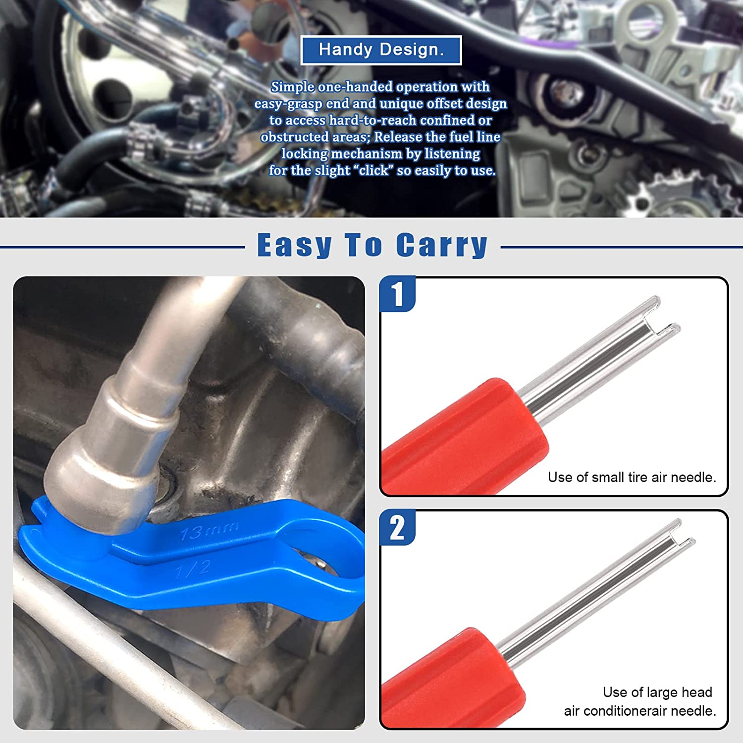Glarks 16Pcs Fuel Line Disconnect Removal Tool Set Compatible with Most Ford/Gm/Chrysler/Mazda Includes 1/4 5/16 3/8 1/2 5/8 3/4 7/8 Inch Master Quick Disconnect Tool
