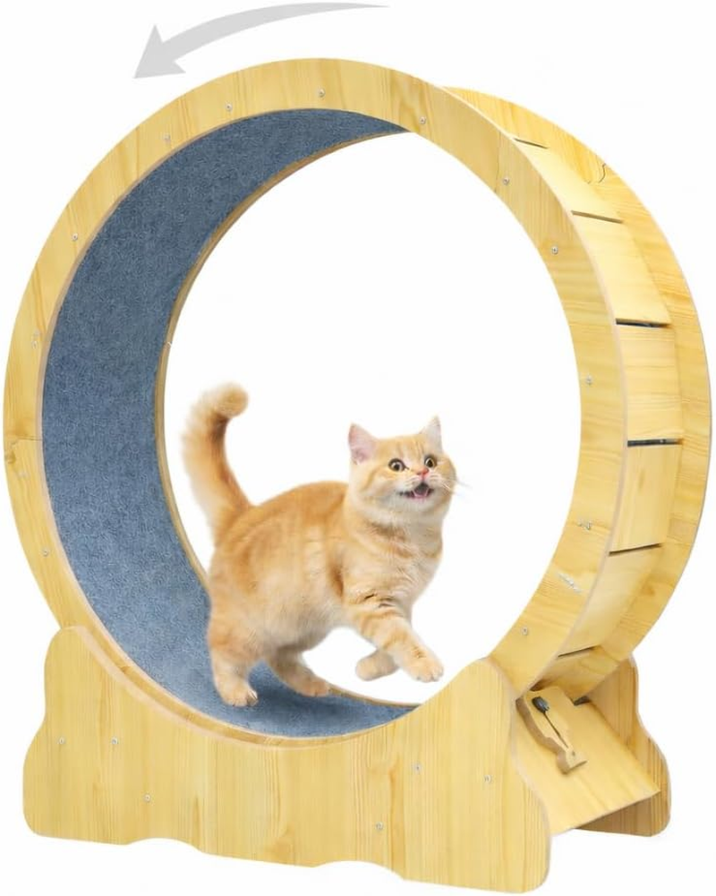 Cat Exercise Wheel 87Cm Indoor Cat Treadmill Runway Small Animal Exercise Wheel, Large Cat Running Wheel with Carpet and Teaser, for Fitness image number 5