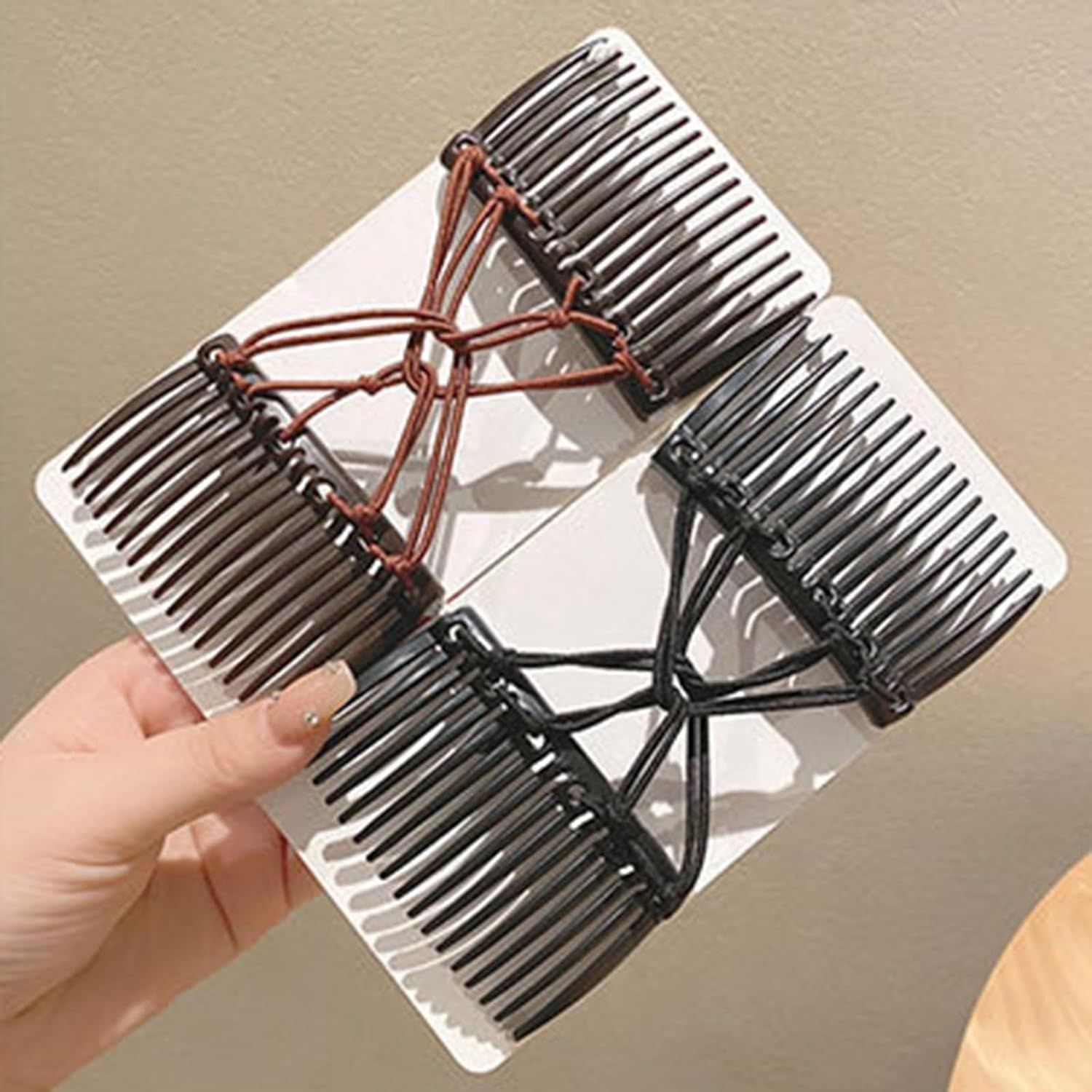 Black Adjustable Magic Hair Clip Combs, 2025 New Stretchy Double Comb Hair Clip,No Crease Hair Pins Double Slides Hairpins Combs Women Hair Styling Magic Hair Combs for Women Accessories image number 2