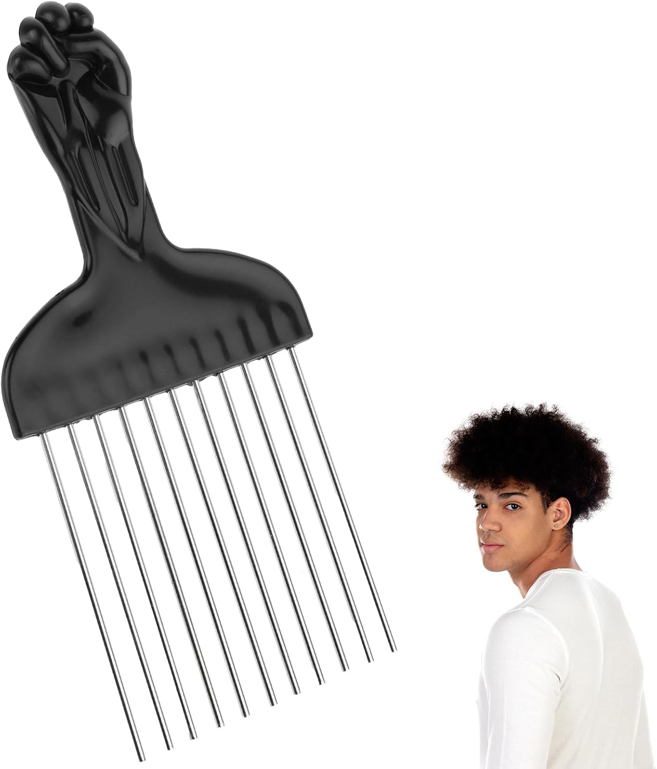 Hair Picks for Curly Hair, 1 Pcs Metal Hair Pick for Black Men Afro Pick Comb Detangling Wig Braid Hair Styling Tool for Women and Men image number 5