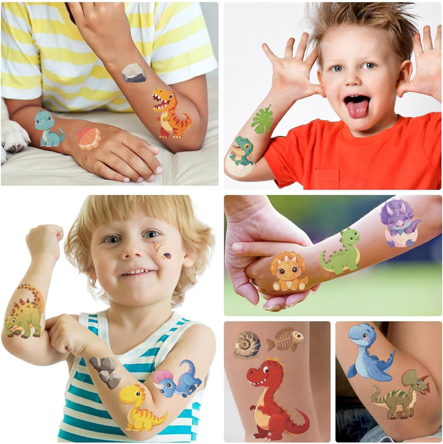 Dinosaur Party Favors, 80 Pcs Dinosaur Tattoos Temporary for Kids Boys, Cute Fake Tattoos Stickers for Birthday Party Supplies Favors image number 2