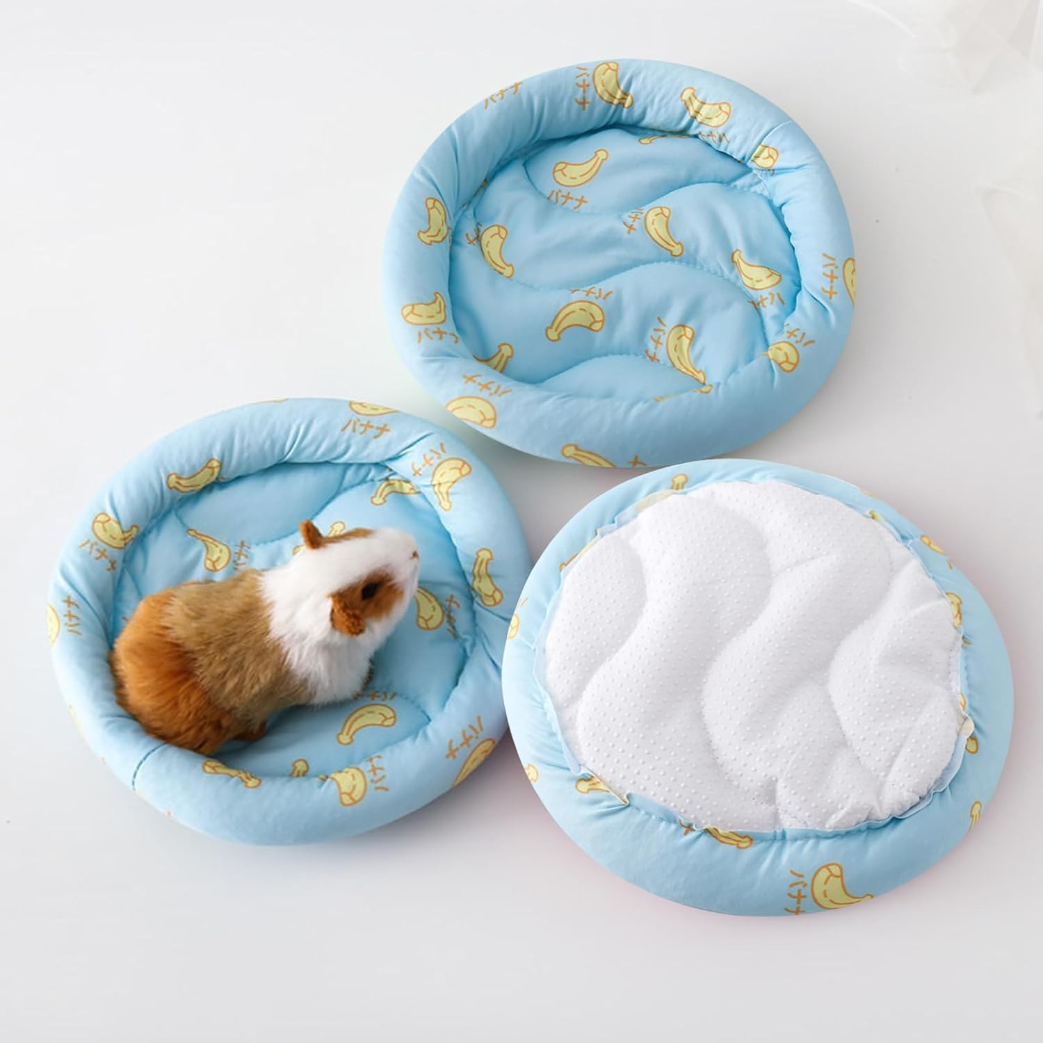 KASESSS Small Pet Cooling Mat, Small Animal Cool Mat, round Cooling Pads, Ice Pet Cool Mat, 20.5Cm Diameter Summer Ice Silk Sleeping Bed Pad for Rabbit Bunny Hamster Guinea Pigs, Lightweight, Blue image number 1