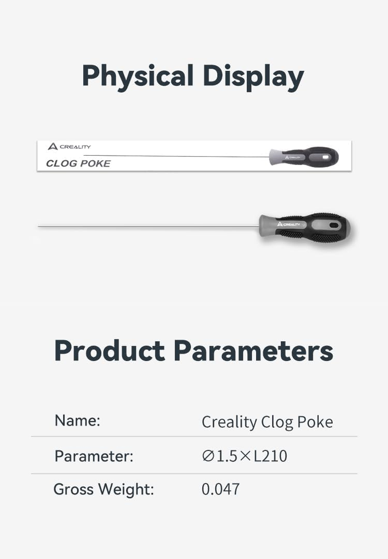 Lokkr Creality Clog Poke/Nozzle Cleaning Kit for 1.75Mm Nozzles, Must-Have 3D Printing Tool, 3D Printer Extruder Clog Removal Tool, Soft Rubber Handle, 210Mm Prolong Design,Unclog in Seconds image number 2