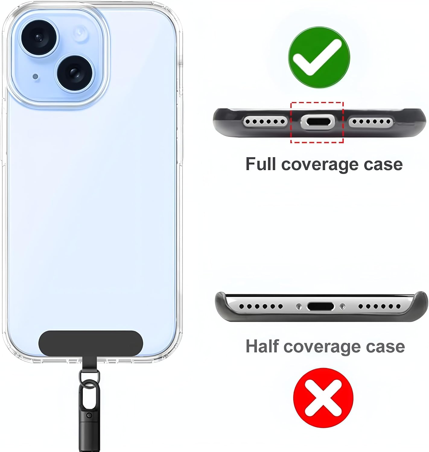 Phone Wrist Strap,2Pack Anti-Theft Phone Lanyard with 3 Tether Tabs Adjustable Hand Strap for Phone Camera Keys - Grey image number 6