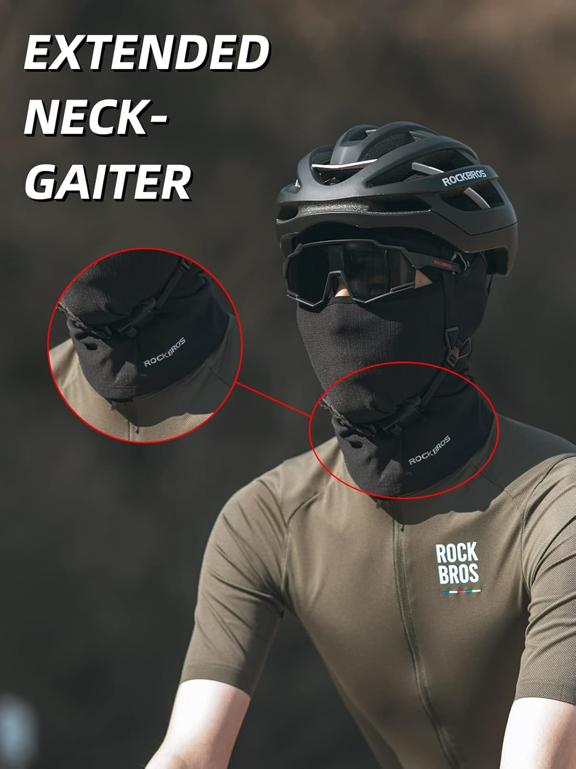 ROCKBROS Balaclava Face Mask, Thin Balaclava Face Mask Summer Cooling Neck Gaiter, UV Protector Breathable Helmet Liner Fits Glasses for Motorcycle Bicycle Black, Black image number 3