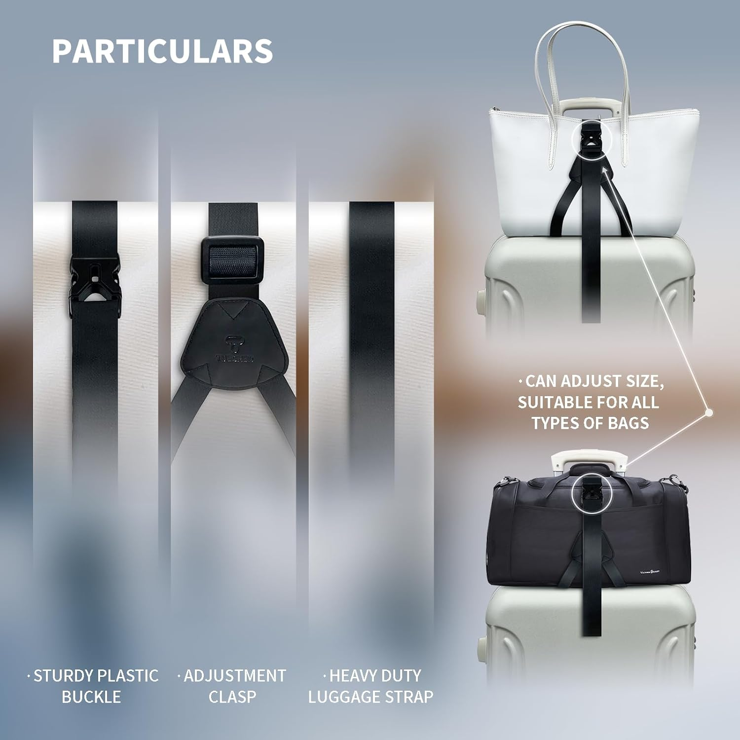 Vethers 3 in 1 Travel Luggage Cup Holder, Luggage Straps, Shoulder Bag for Suitcases Add a Bag，Convenient Travel Carry-On Accessories for Hands-Free Convenience (Pink) - Gray Magnet image number 3