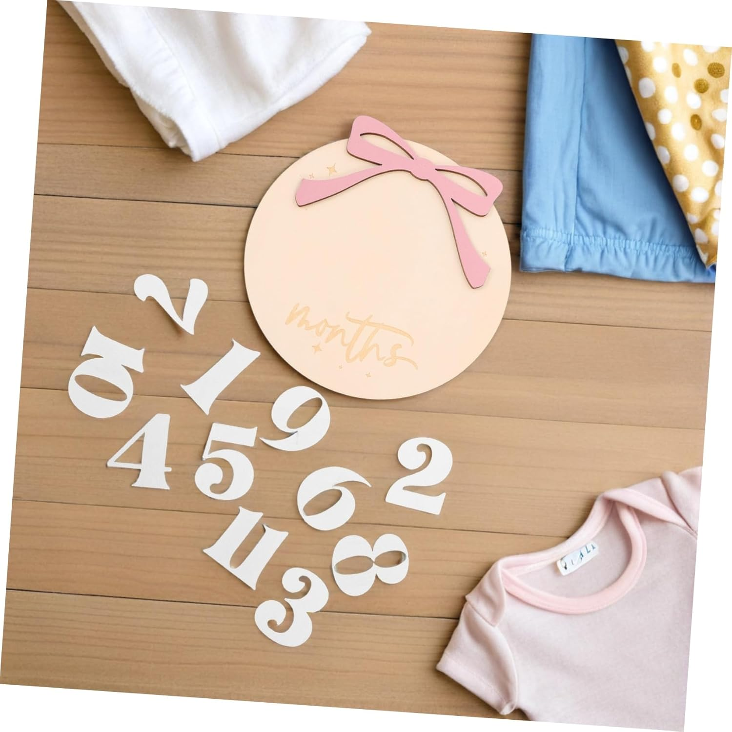 Newborn Photography Props Month Milestone Signs Natural Wood Photo Prop Kit for Growth Announcement