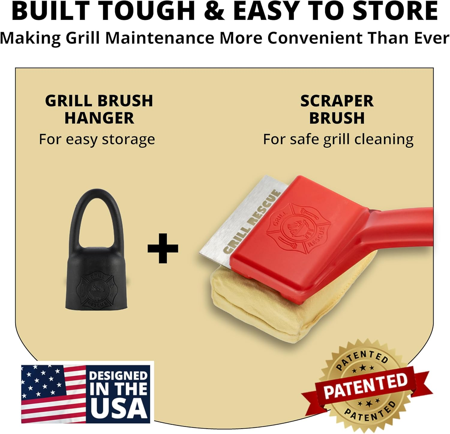 Grill Brush Bristle-Free&ndash; Safe BBQ Grill Brush for Gas, Charcoal, Cast Iron & Stainless Grates &ndash; Durable, Heat-Resistant Grill Cleaning Brush with Replaceable Head & Hanging Hook image number 2