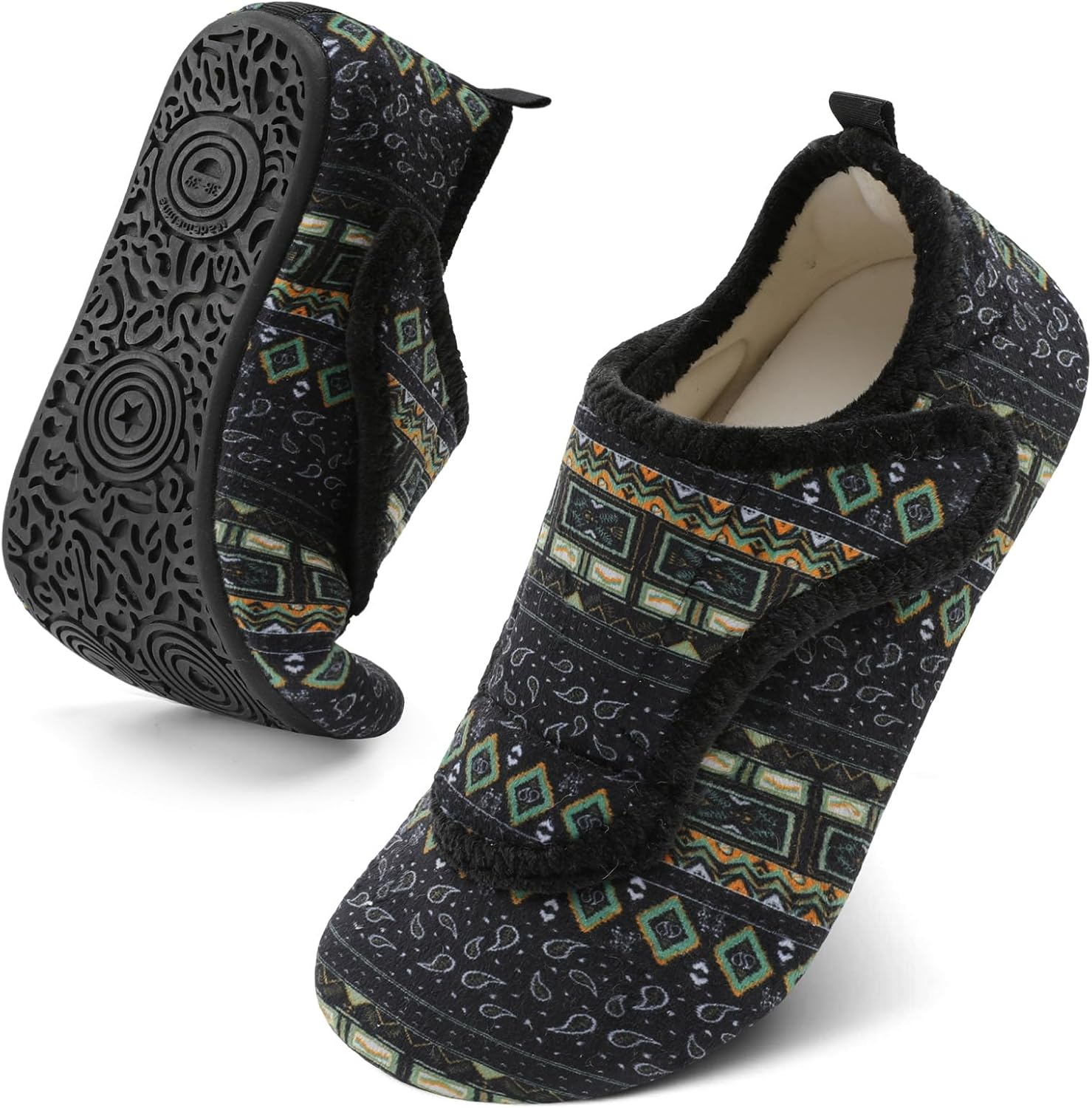 BARERUN Slippers for Women Men Wide House Diabetic Shoes for Women Men Warm Arthritis Edema Swollen Neuropathy Socks Slip on Adjustable Fuzzy Comfy Soft Womens Mens Bedroom Sliipers