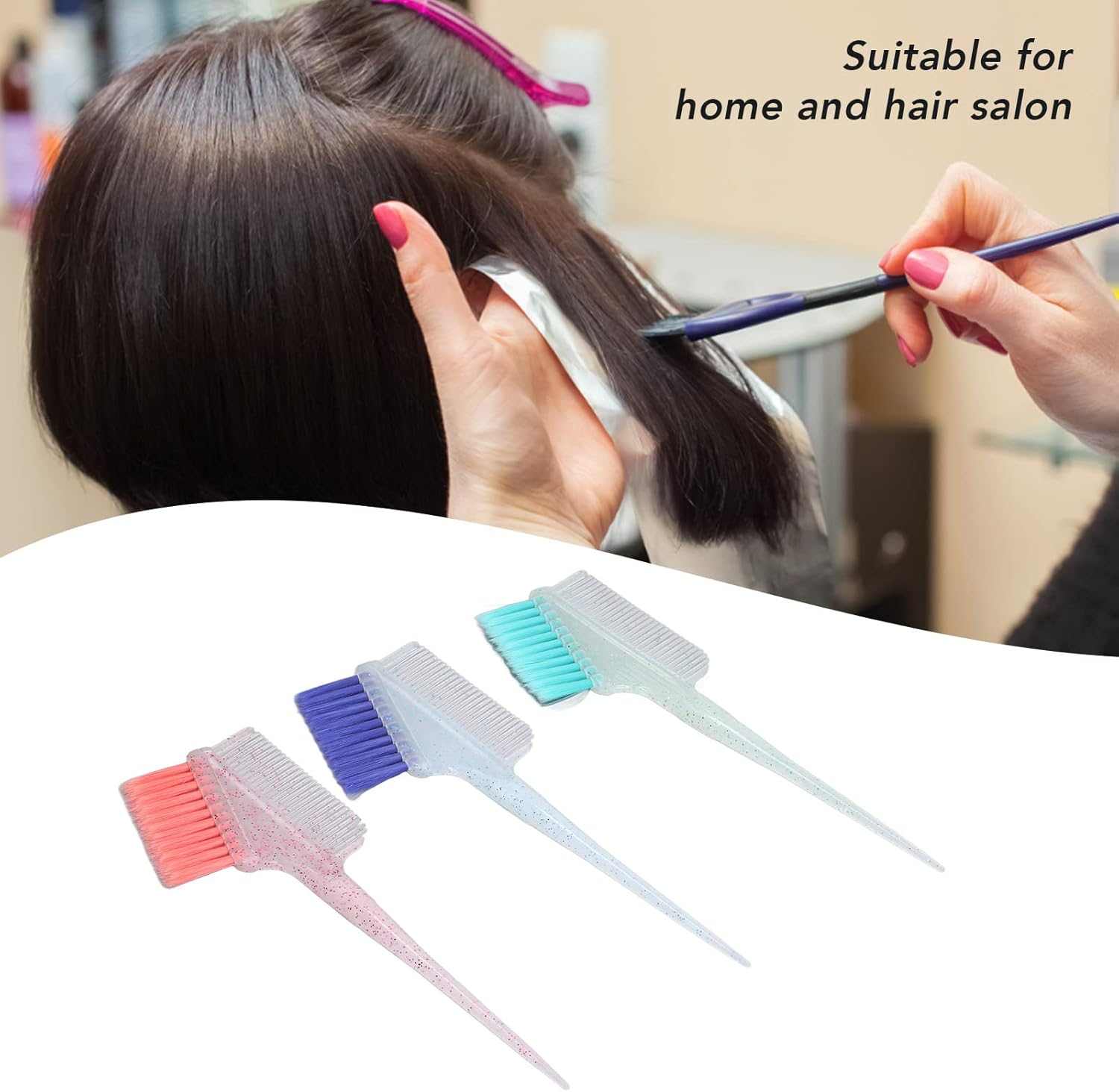 Set of 3 Colouring Brush Set, Hair Colouring Brush for Hair Dyeing, Hair Dye Brush for Applying Hair Colour, Colour Brush for Hairdressing Salon, Brush for Colouring Hair (Double-Sided) image number 5