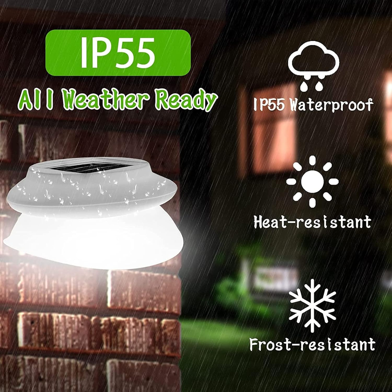 Solar Fence Gutter Lights, 9 LED Solar Powered Garden Outdoor Lights Waterproof Security Lamp for Outdoor Garden Fence Wall Lobby Pathway (White 6 Pack)